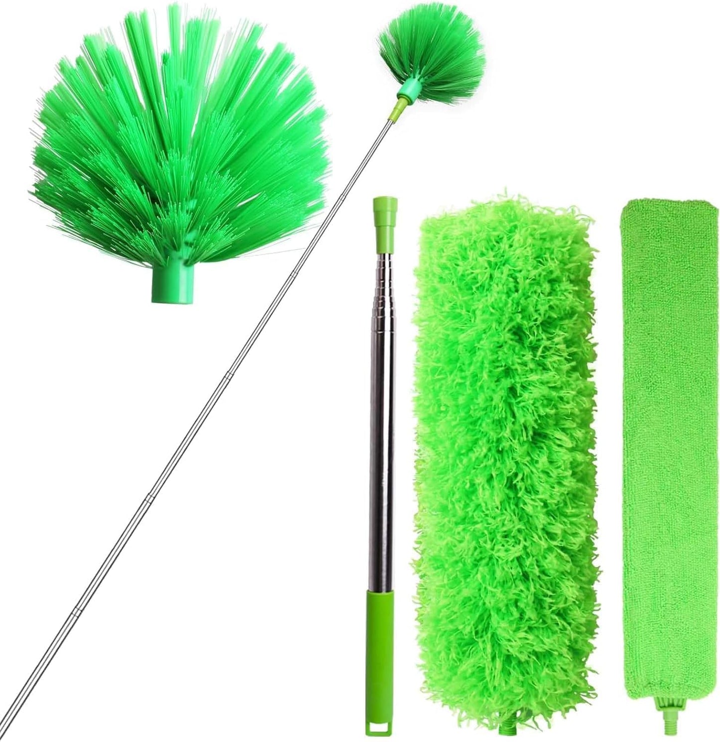 Cobweb Duster with Extension Pole, Bafezoze Ceiling Fan Duster with Long Handle, Spider Web Brush Flat Duster for Under Appliances High Ceilings Outdoor
