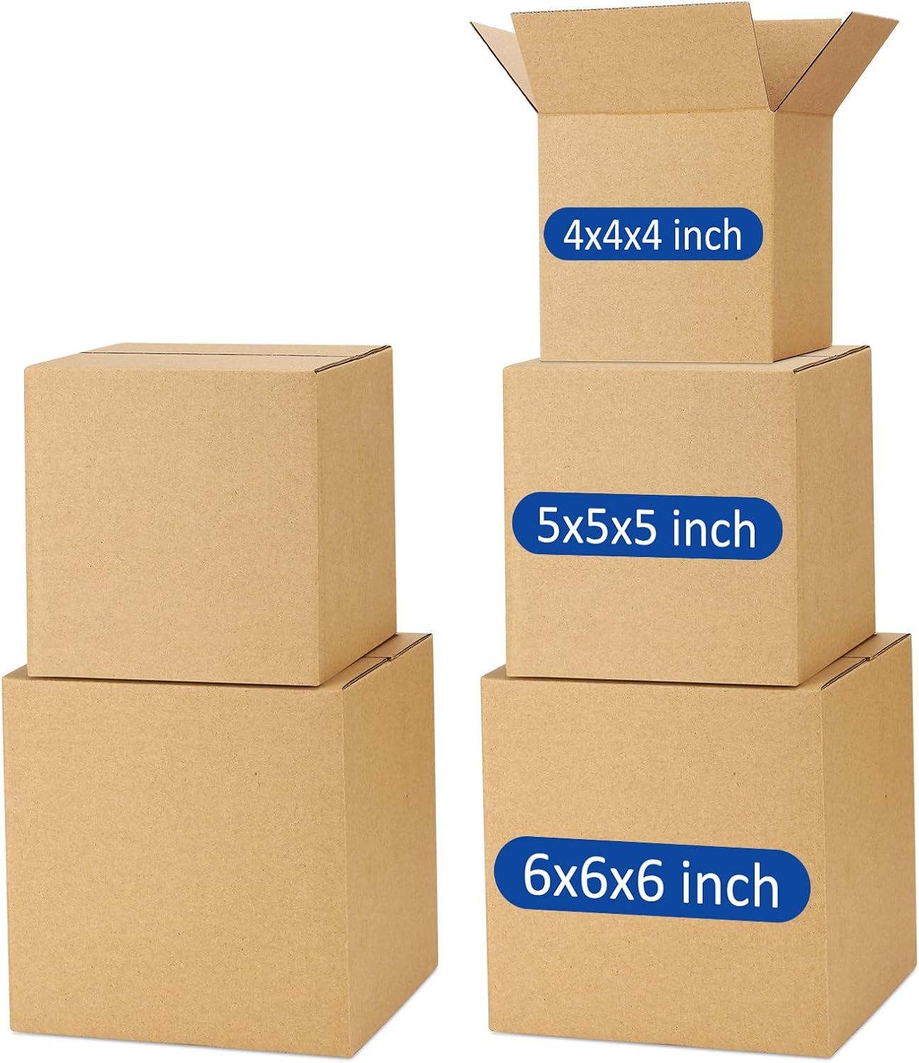 Assorted-Sizes-Shipping-Boxes-45-Pack: 4x4x4 & 5x5x5 & 6x6x6 Small-Shipping-Boxes-Mailers, Brown Corrugated-Cardboard-Boxes-for-Packing-Small-Business Mailing
