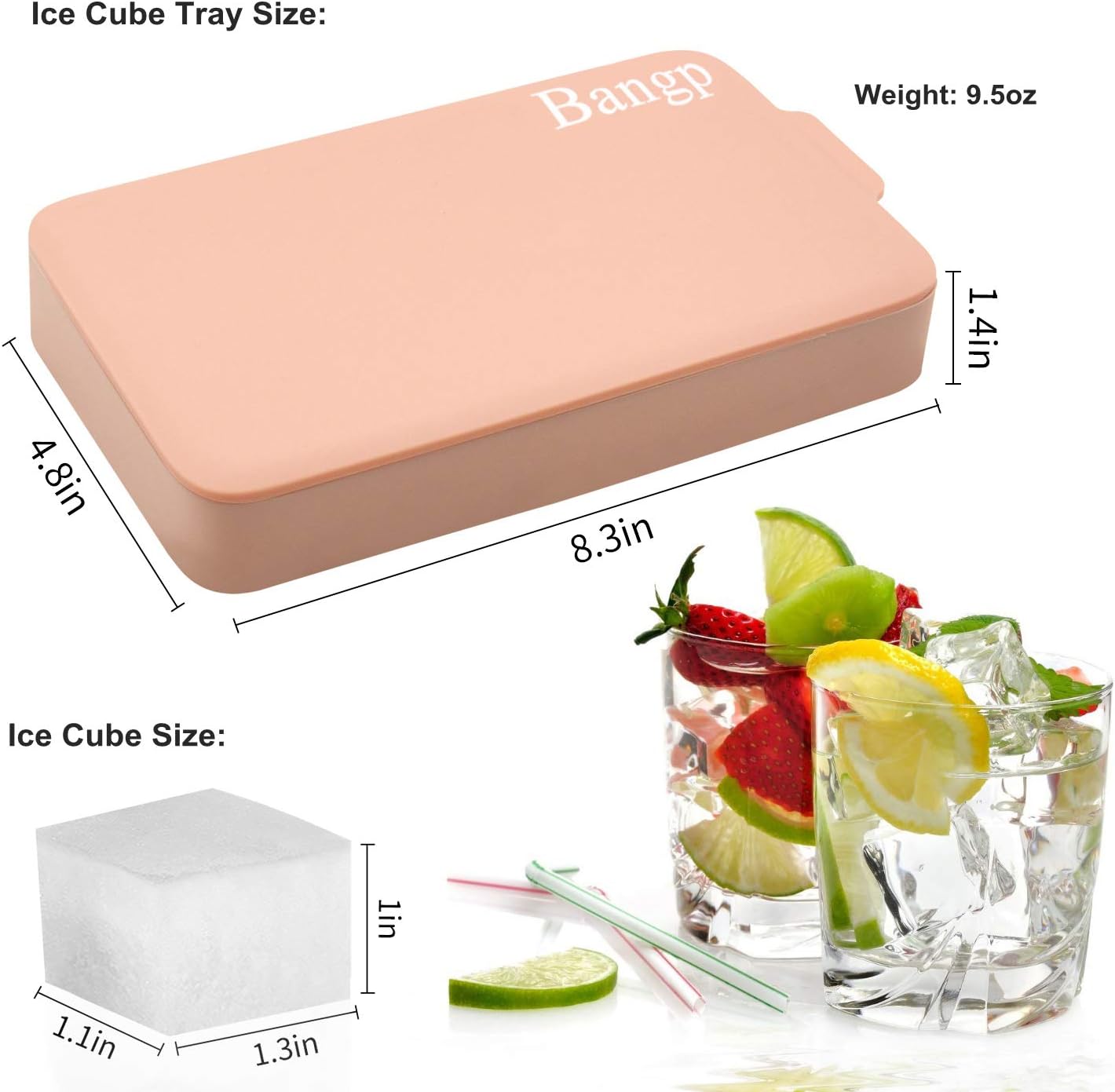 Bangp Premium Ice Cube Trays 2 Pack,Easy-Release Silicone Ice Cube Tray,24 Ice Cube Trays for Freezer With Lid,Ice Trays for Freezer, Stackable & BPA Free,for Chilled Food,Whiskey,Cocktail,Drinks
