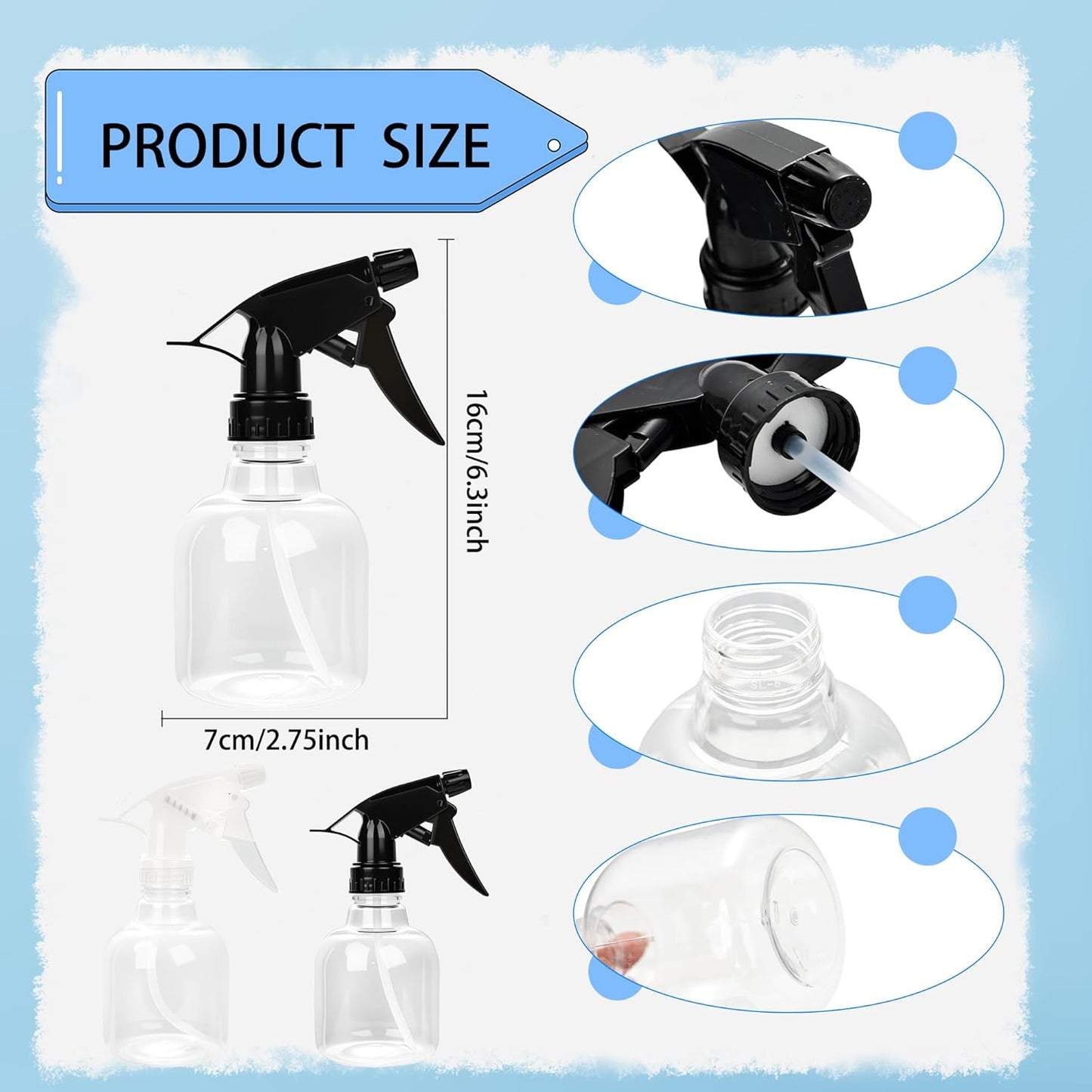 20 Pcs Empty Plastic Spray Bottle 8 OZ Reusable Clear Liquid Container with Trigger Sprayers for Water Perfume Cleaning Fluid Plants Kitchen Toilet Pet (Color Set 2)