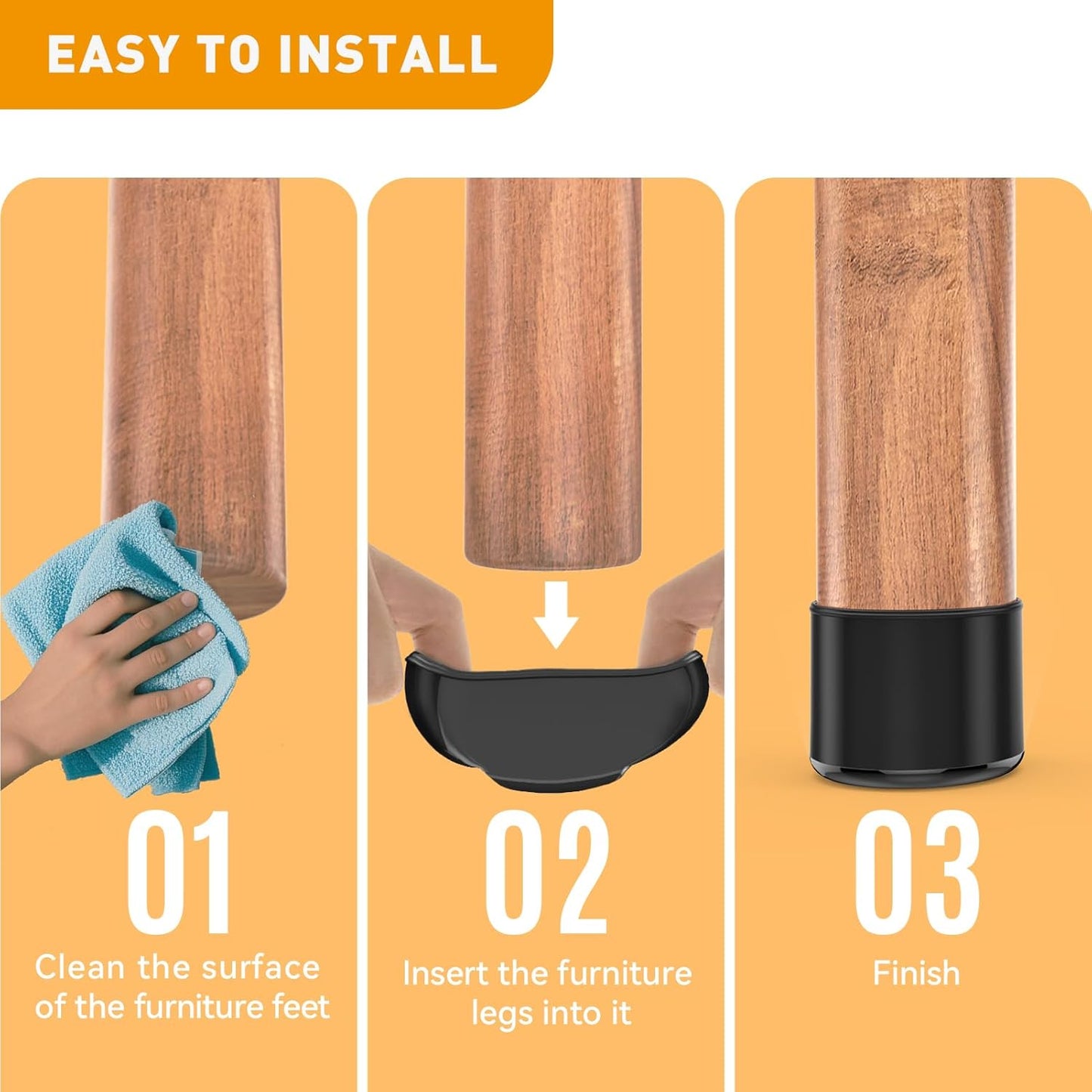 Furniture Sliders,24 PCS Chair Leg Sliders for Carpet, Furniture Movers Sliders, Carpet Chairs Furniture Glides, Floor Protectors, Carpet Moving Sliders Easily Move. (Black-Round Fit:1.2-1.6")