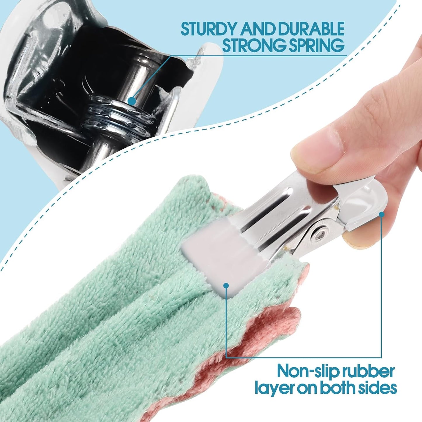 Clothes Pins Heavy Duty 30 Pack - 2.17 Inch Metal Chip Clips, Clothespins for Photo Drying Clothesline Laundry Sock, Bag Clips for Food Kitchen Stainless Steel with Rubber, White