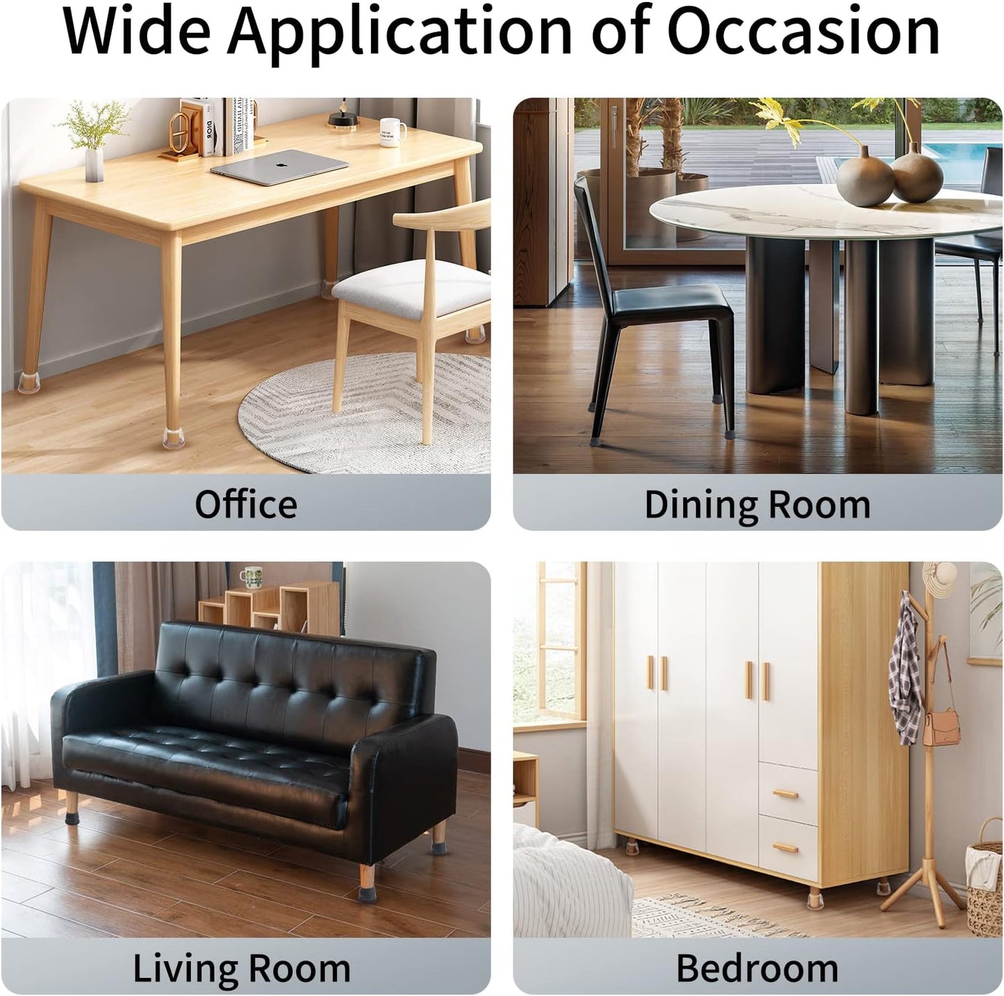 Ezprotekt 24 Pcs Extra Large Chair Leg Protectors with Felt, Round Chair Leg Caps, Floor Protectors for Chairs, Felt Furniture Pads Covers, Bar Stools Leg Protectors Cups (XL Fit: 1.4"-1.65", Clear)