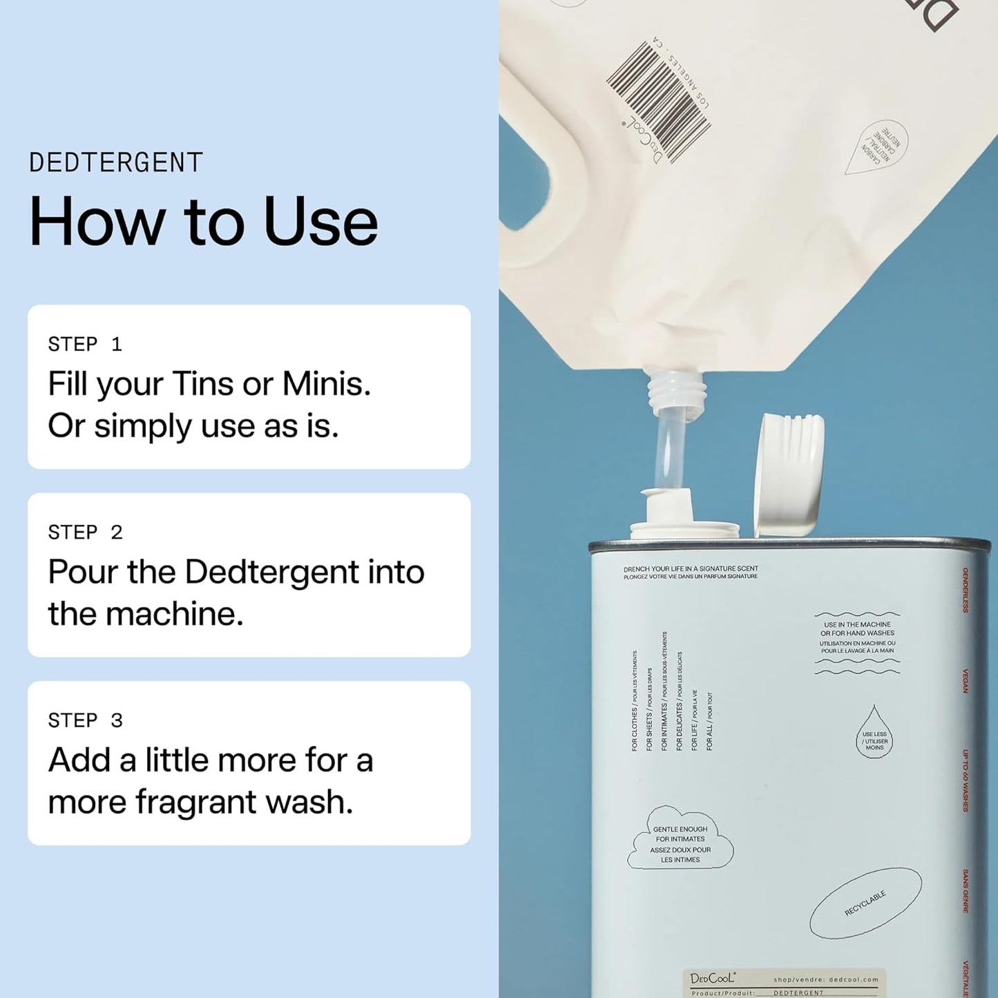 DedCool Liquid Laundry Dedtergent | Xtra Milk | Luxurious Fragrance Detergent | Removes Stains | Infused with Natural Essential Oils | Non-Toxic | 120 Washes | 64 fl oz