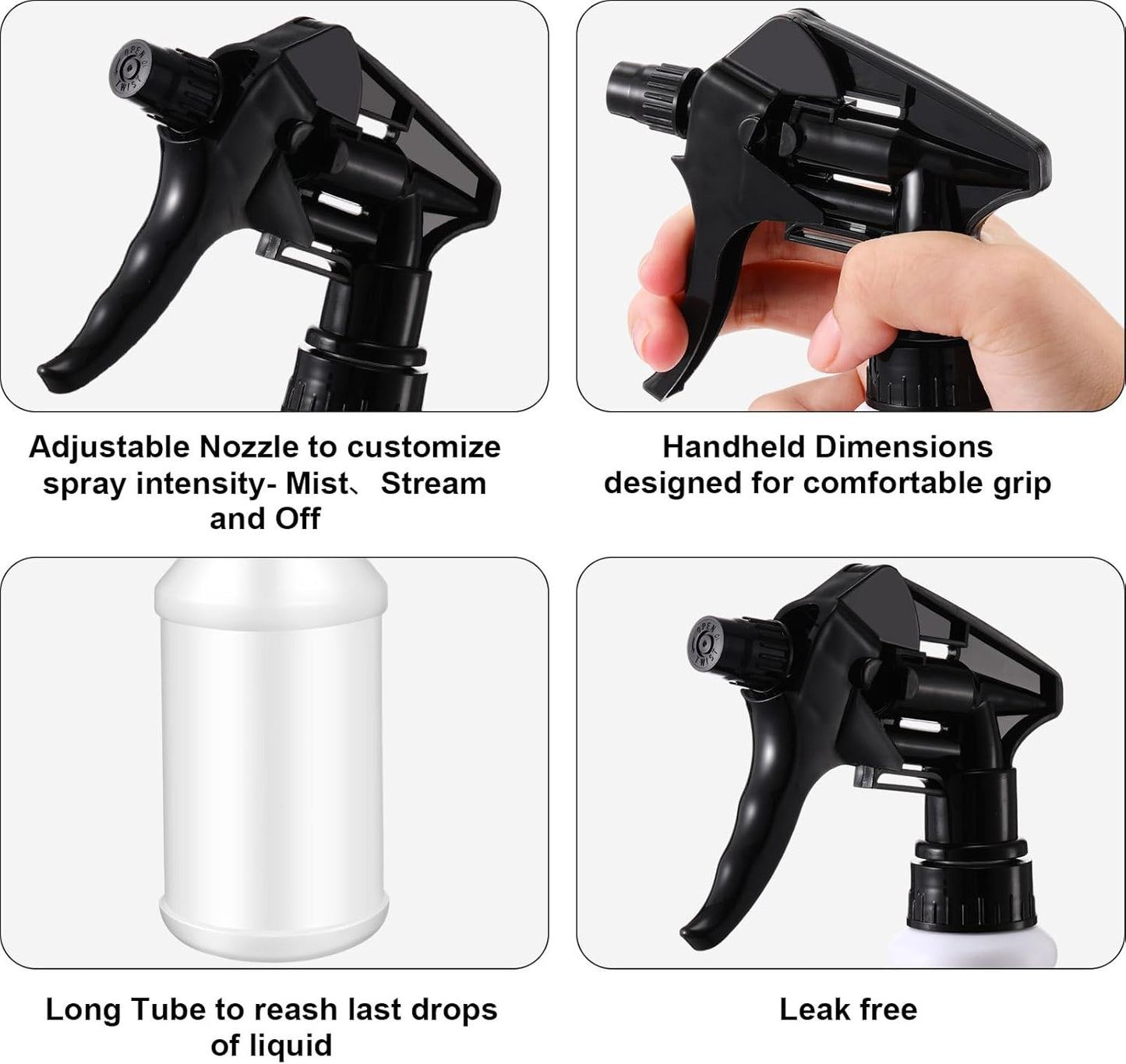 Eccliy 12 Pcs 16 Oz Plastic Spray Bottle, Adjustable Empty Reusable Sprayer for Cleaning, Planting, Water, Bathroom and Kitchen, BBQ, Commercial and Residential(Red, Black,Original)