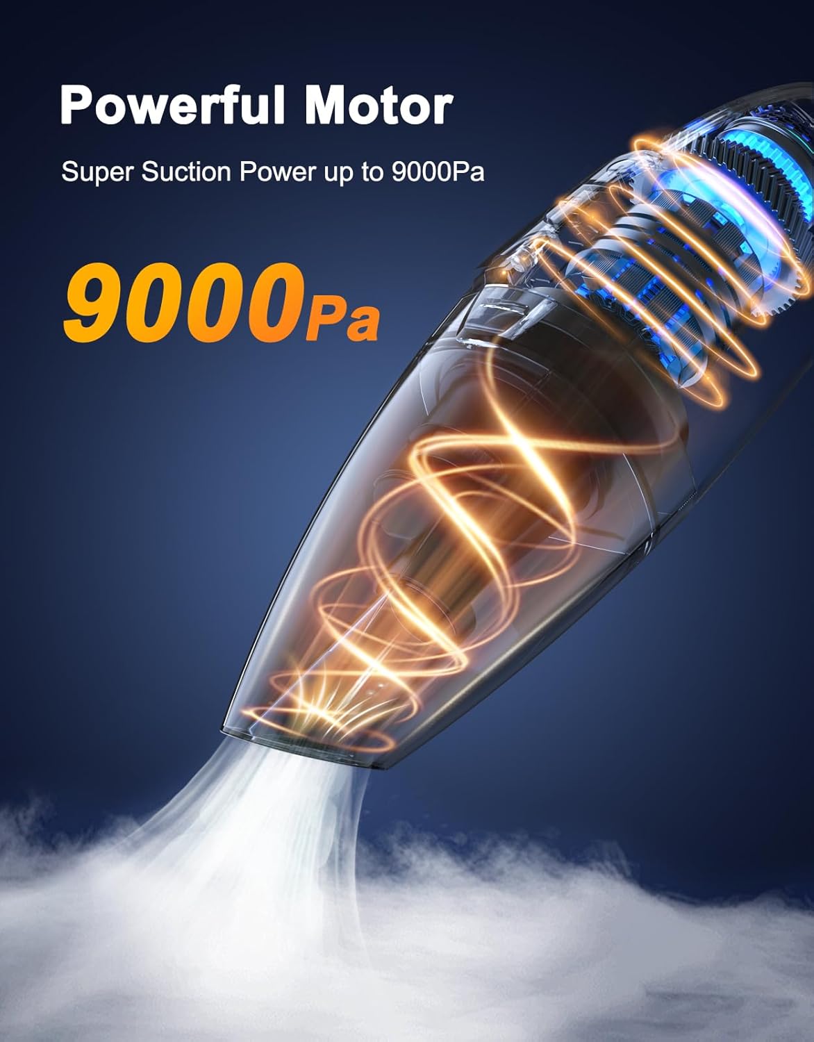 Handheld Vacuum Cordless Rechargeable 9KPA - [2H Fast Charging Dock] Portable Car Vacuum Cleaner High Power Suction with LED Light, 2 HEPA Filters, Dust Busters Wet Dry for Home/Car/Office/Pet