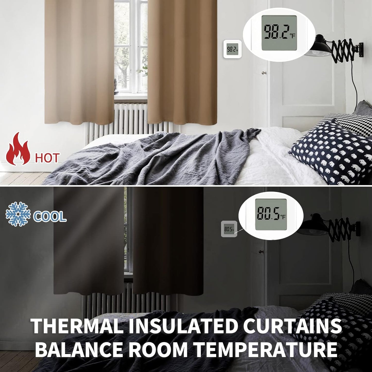 BGment Taupe Blackout Curtains 63 Inches Length 2 Panels - Tan Thermal Insulated Drapes with Rod Pocket Room Darkening Privacy for Living Room Bedroom, 42 x 63 Inch