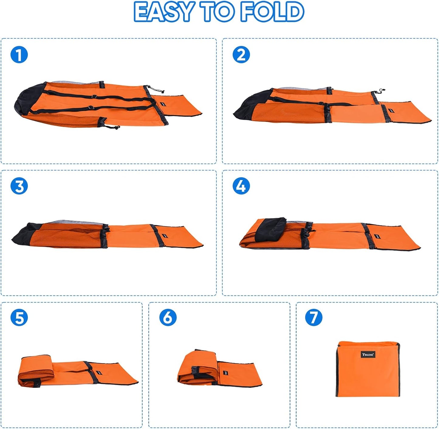 BALEINE 150L Laundry Bag Backpack, 900D Oxford Fabric Large Travel Laundry Bags with Shoulder Straps and 2 Mesh Pockets for College Dorm, Apartment, Laundromat (Orange, 150L)