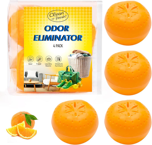 4 Pack Baking Soda Deodorizers, Shoe Deodorizer Balls, Air Freshener for Home, Odor Eliminator for Closets Bathroom Pets, Up to 80 Days