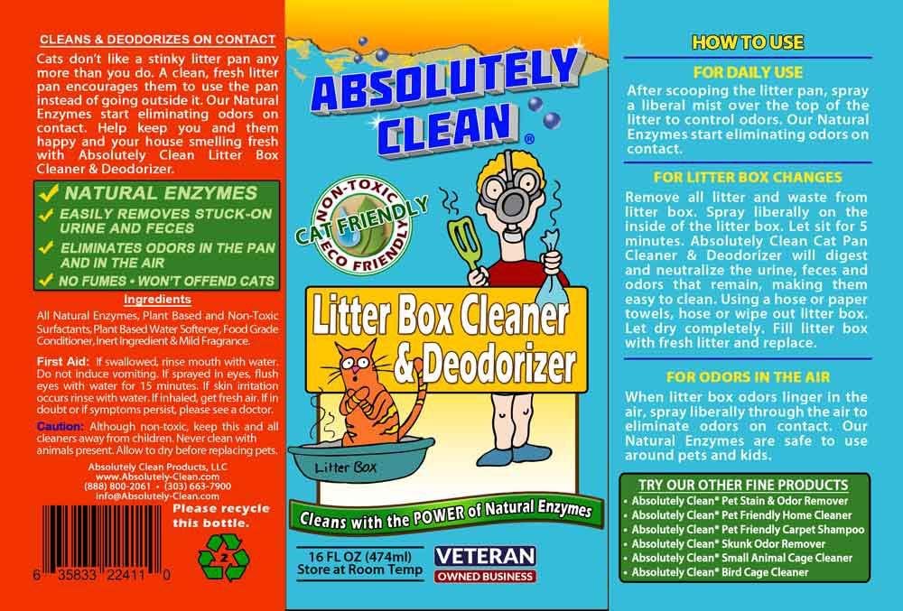 Absolutely Clean Litter Box Cleaner and Deodorizer, Eliminate Odors Quickly, Neutralizes Urine and Feces Odors in The Air and The Box, Make Litter Last Longer