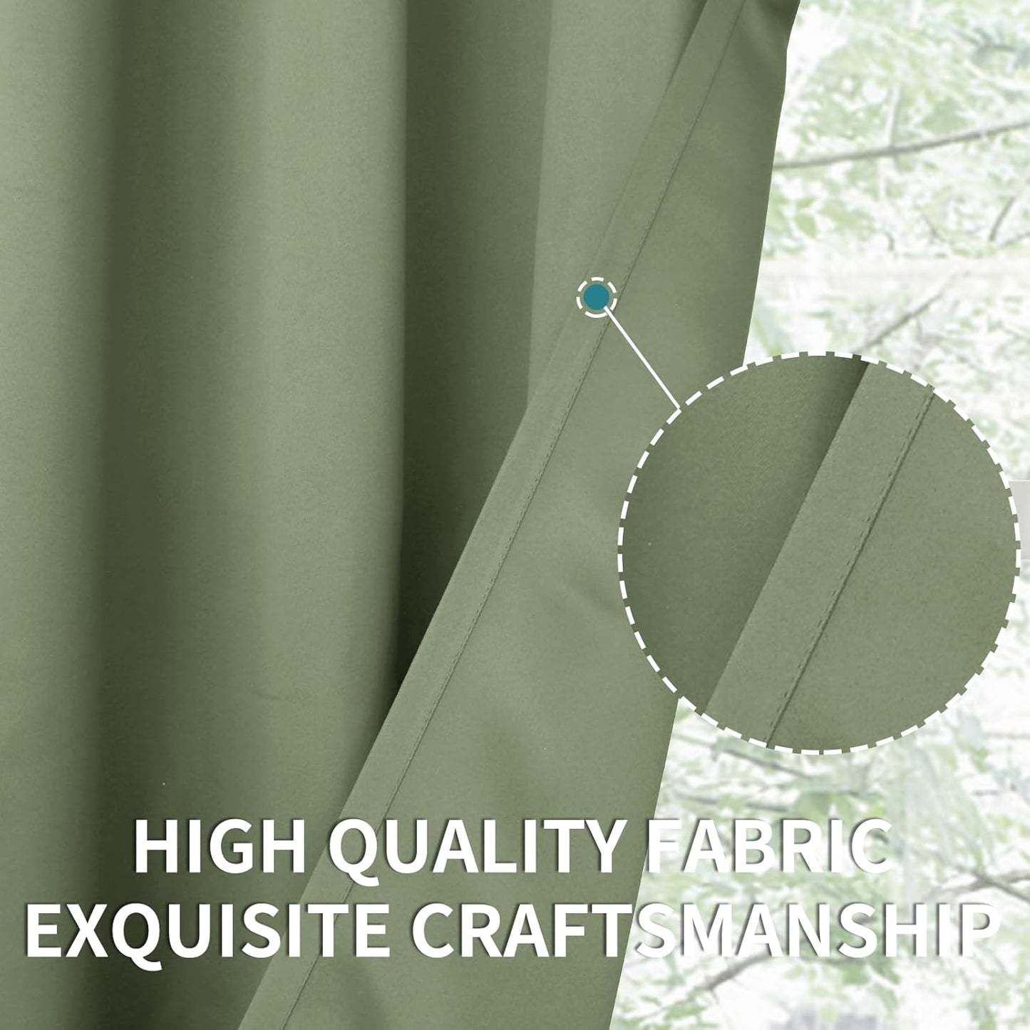 BGment Olive Green Blackout Curtains 36 Inches Long for Kitchen Window Over Sink - Short Half Window Drapes with Rod Pocket Privacy for Cafe Bathroom, 34 x 36 Inch, 2 Panels