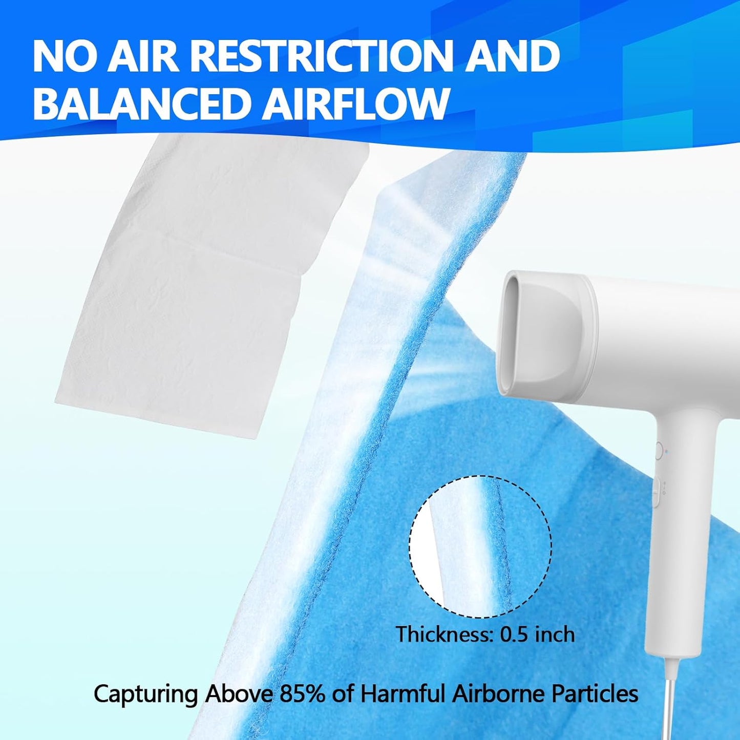 18" x120" Air Vent Filters, Cut to Fit Air Filter (70+ Filters), MERV 8 Triple Vent Filter for Home Floor, Ceiling, RV, HVAC Furnace Vents, With Adhesive Hook Tape and Installation Tape