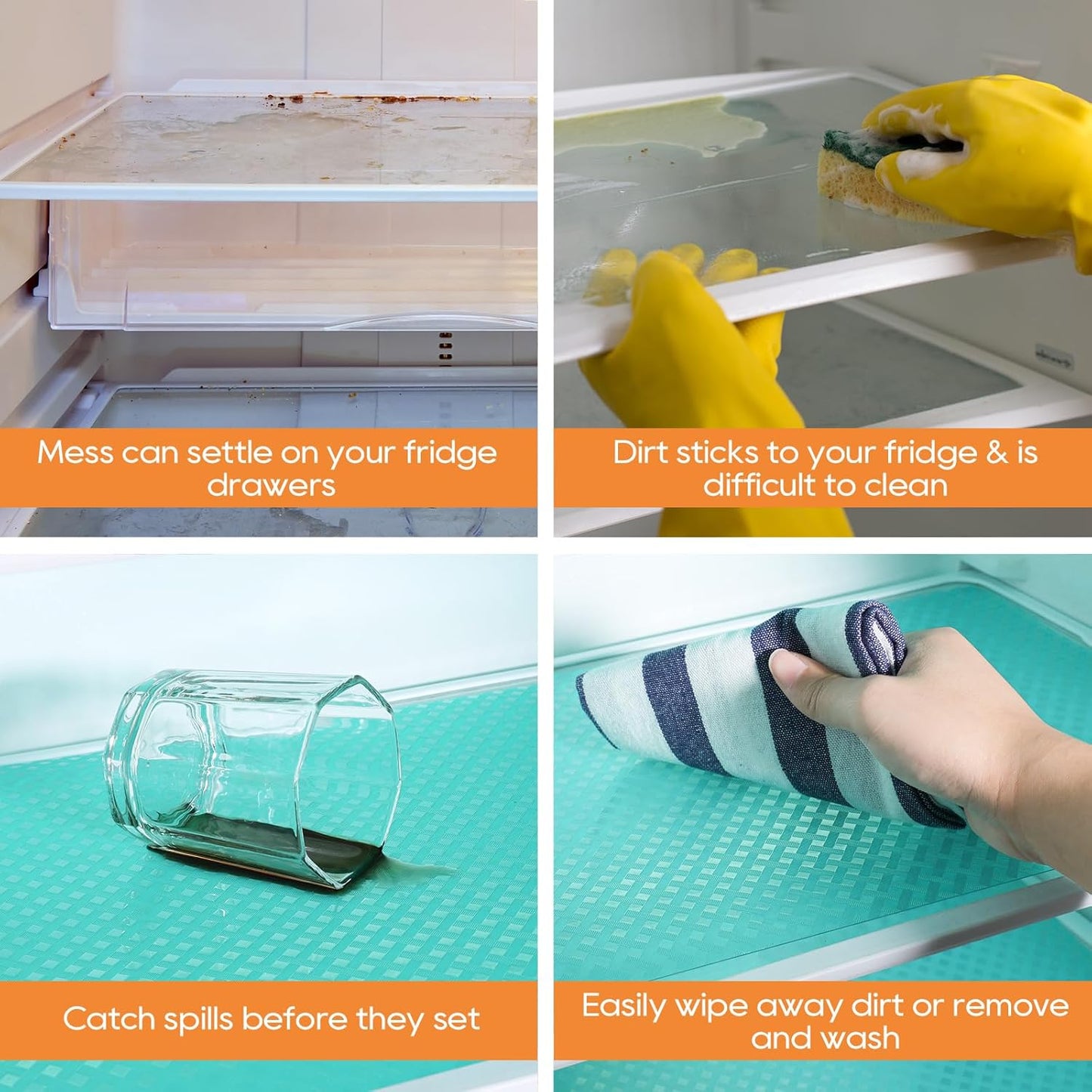 Blue Shelf Liners for Kitchen Cabinets Refrigerator Liners Waterproof & Oil-Proof Kitchen Cupboard Liner Drawer Mats EVA Material Non Adhesive Fridge Liner 17.5 x 236.2 Inches x 2 Rolls