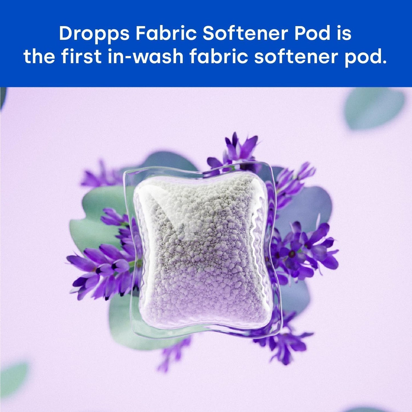 Dropps Laundry Fabric Softener Pods, Lavender Meadow (64 Pods) - Laundry Additive for Softening & Protection - HE Compatible Mineral Based Ingredients Laundry Supplies