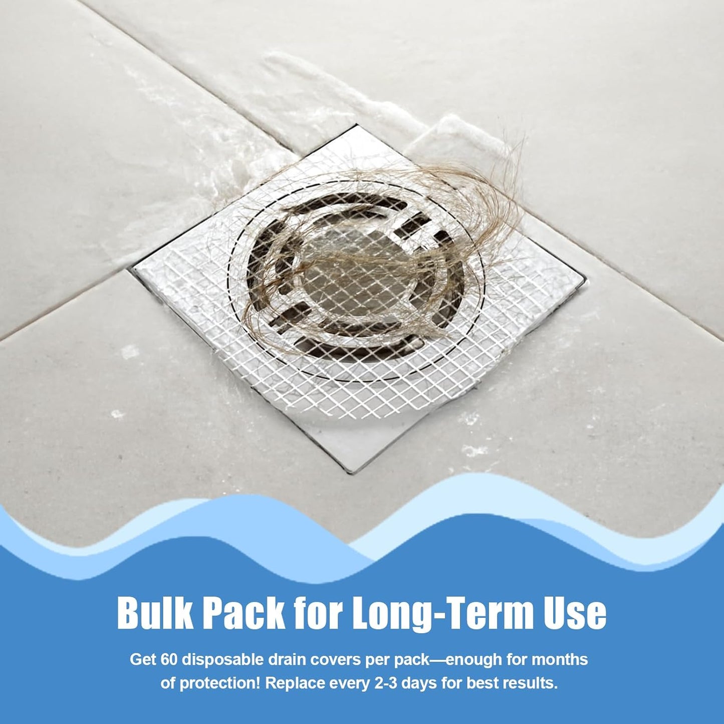 60 Pack Disposable Shower Drain Hair Catcher Hair Trap Drain Covers 4.4” Extra-Wide Mesh Hair Catcher for Shower, Sink, Laundry & Bathtub