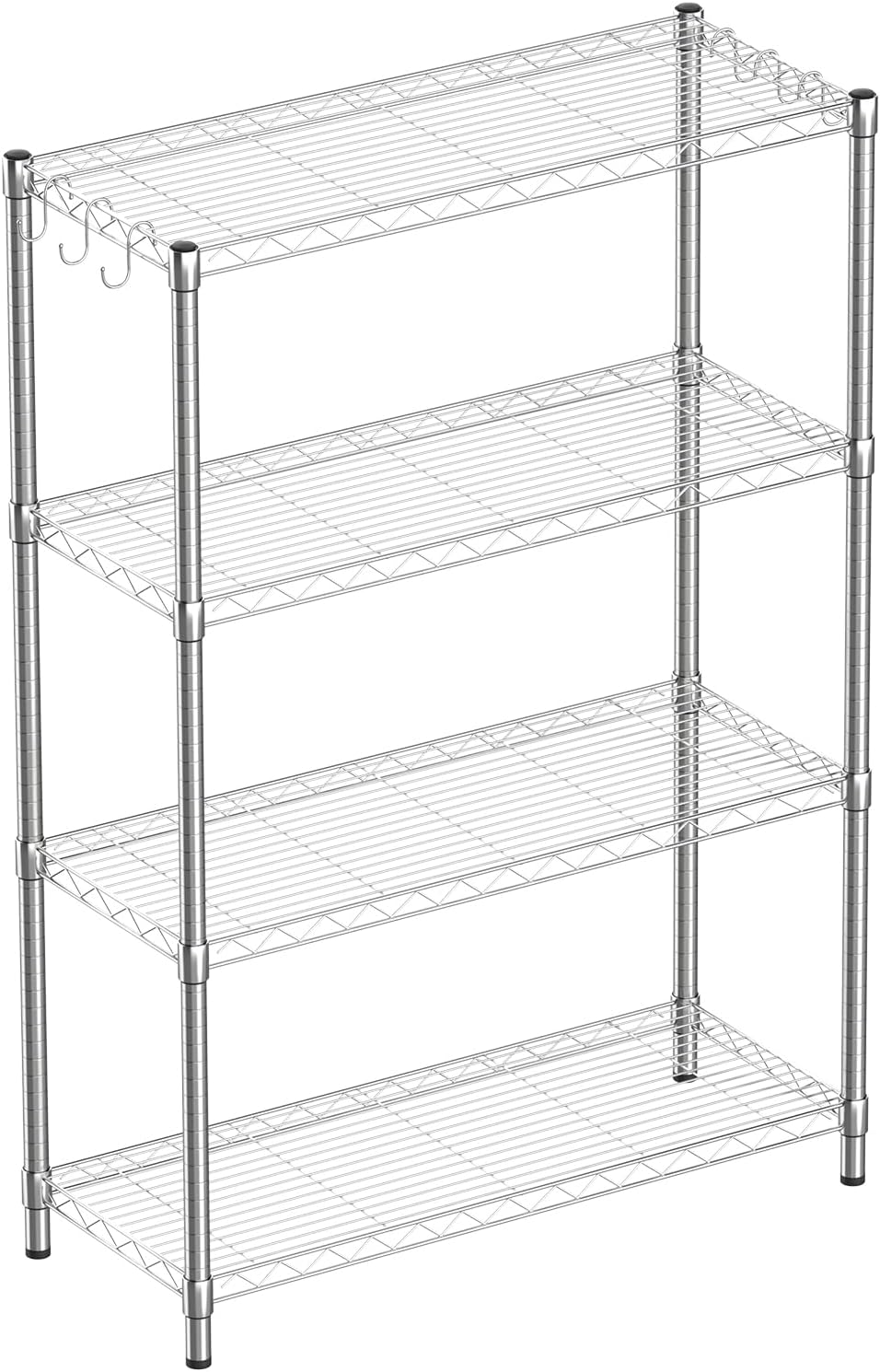 4-Shelf Adjustable Metal Shelf Wire Shelving Unit Storage Rack Display Shelf for Office,Kitchen,Bedroom,Bathroom,Laundry,Pantry Basement,Garage(Chrome,36" L x 14" W x 54" H)
