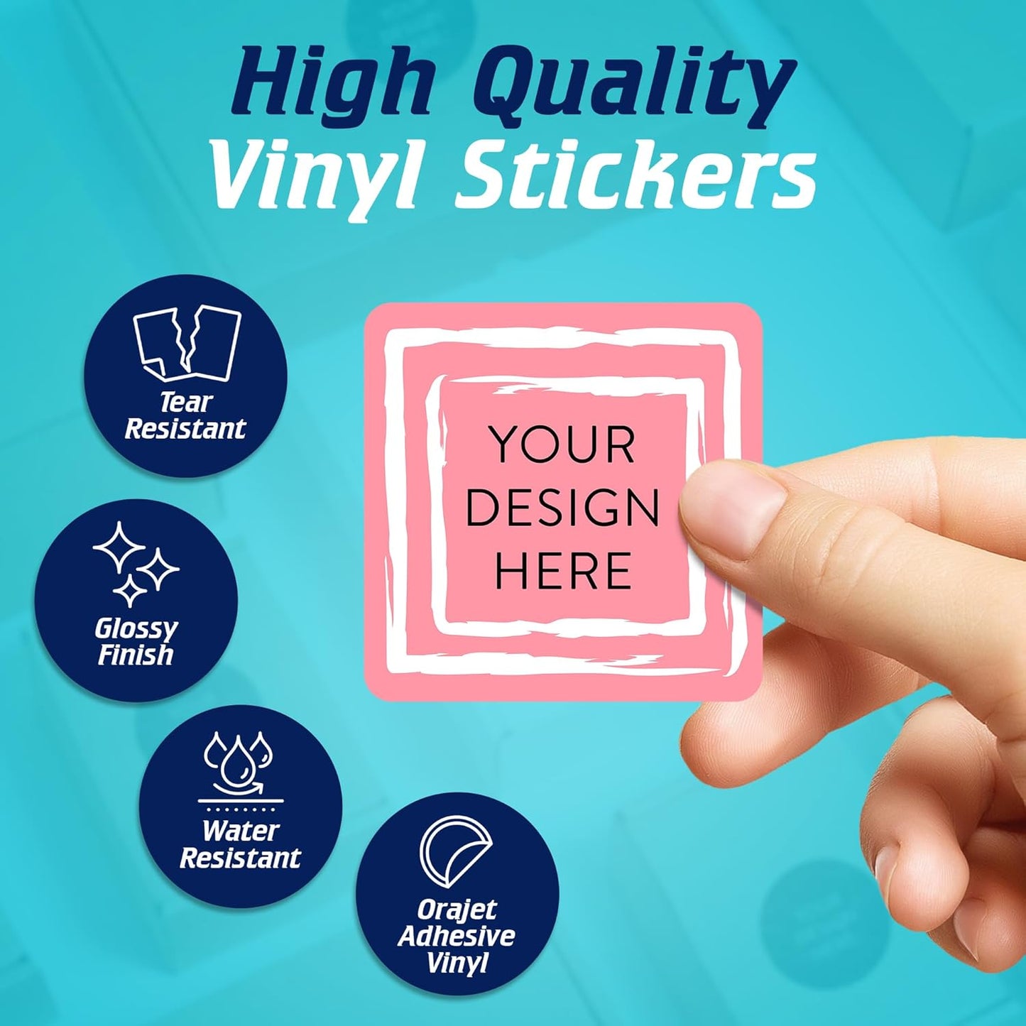 100 Custom Vinyl Stickers - Upload Your own Image, Text, Design, Logo - Personalized Logo Labels for Handmade, Packaging, Bottle, Jars, Candle, Brand Stickers (Mountain, 1.5x1.5 Square)