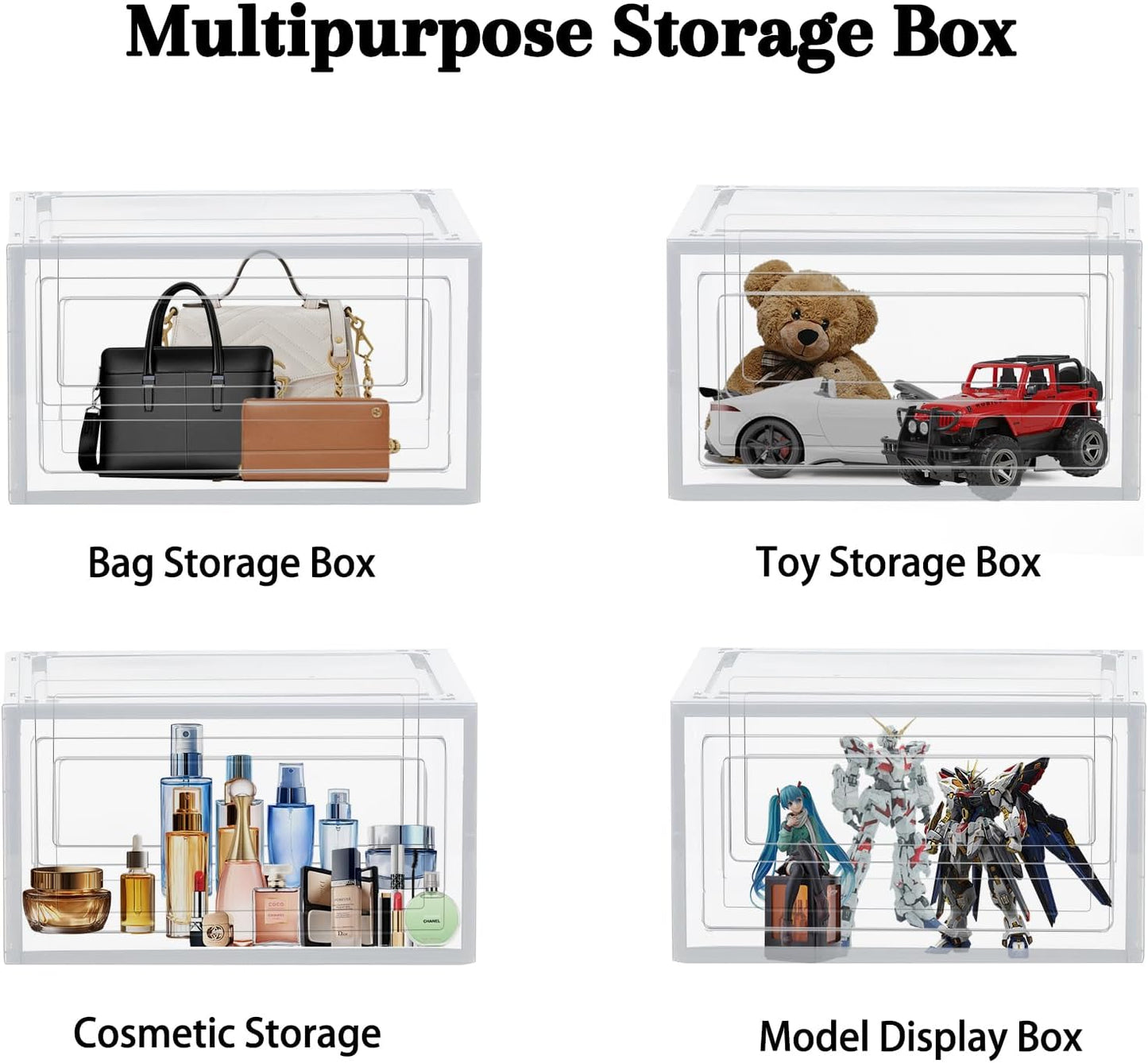 9 Pack Thicken Shoe Organizer Stackable Upgraded Sturdy Transparent Shoe Storage Box with Magnetic Door Sneaker Hats Display Case Fit Up to US Size 12, Clear