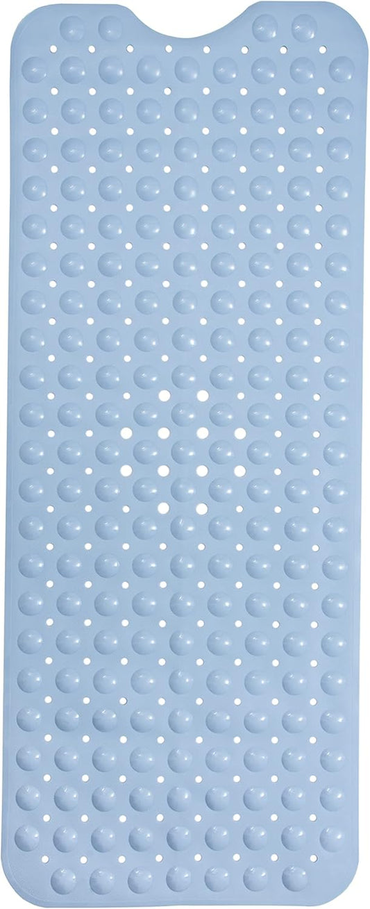 ENKOSI Non-Slip Bath Mat - Extra Long 40 x 16 Inch Large Anti-Slip Tub & Shower Mat with Suction Cups and Drain Holes for Bathroom Bathtub Safety and Decor (40x16 Aqua Blue)
