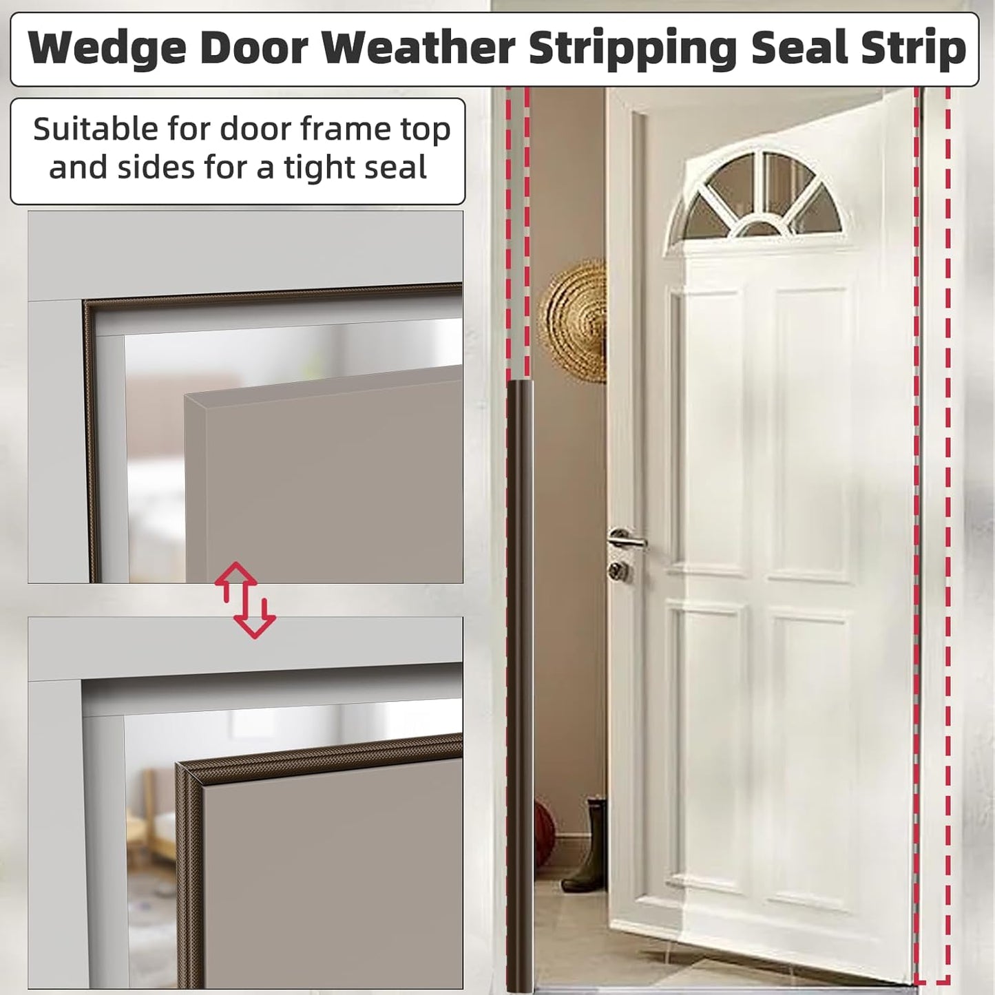 3 Pack*16.4 Ft Weather Stripping Seal Strip for Doors,Soundproofing Window Insulation Draft Stopper for Winter, Selfadhesive Foam Weather Strip for Door Frame,Door Gap Filler Noise Blocker(Brown)