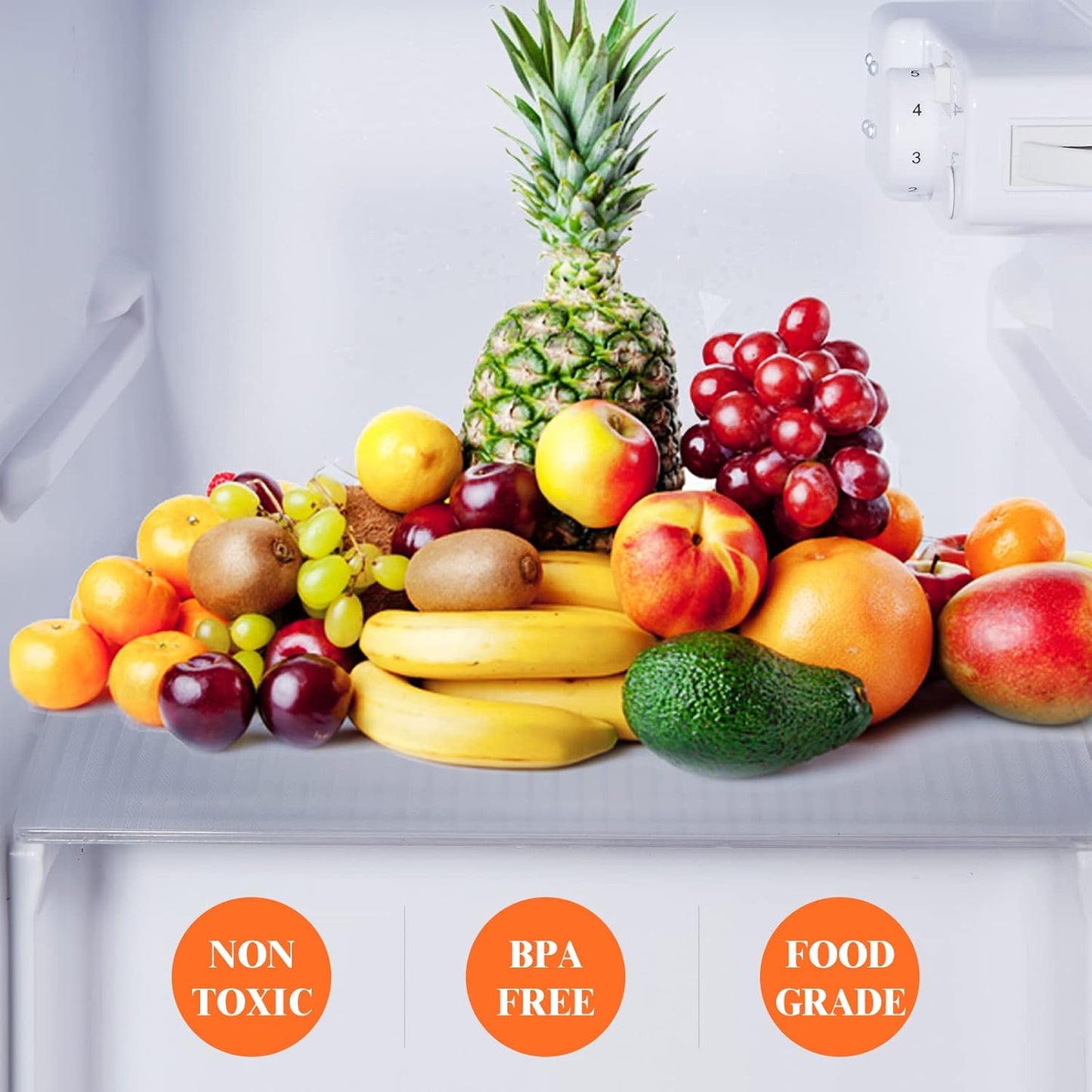 17.5 Inches x 20 Ft Refrigerator Liners Shelf Liner, Fridge Liners Non Slip Washable, Drawer Liners Non Adhesive Waterproof, Durable Fridge Mats for Glass Shelves, Cupboard, Pantry, Clear