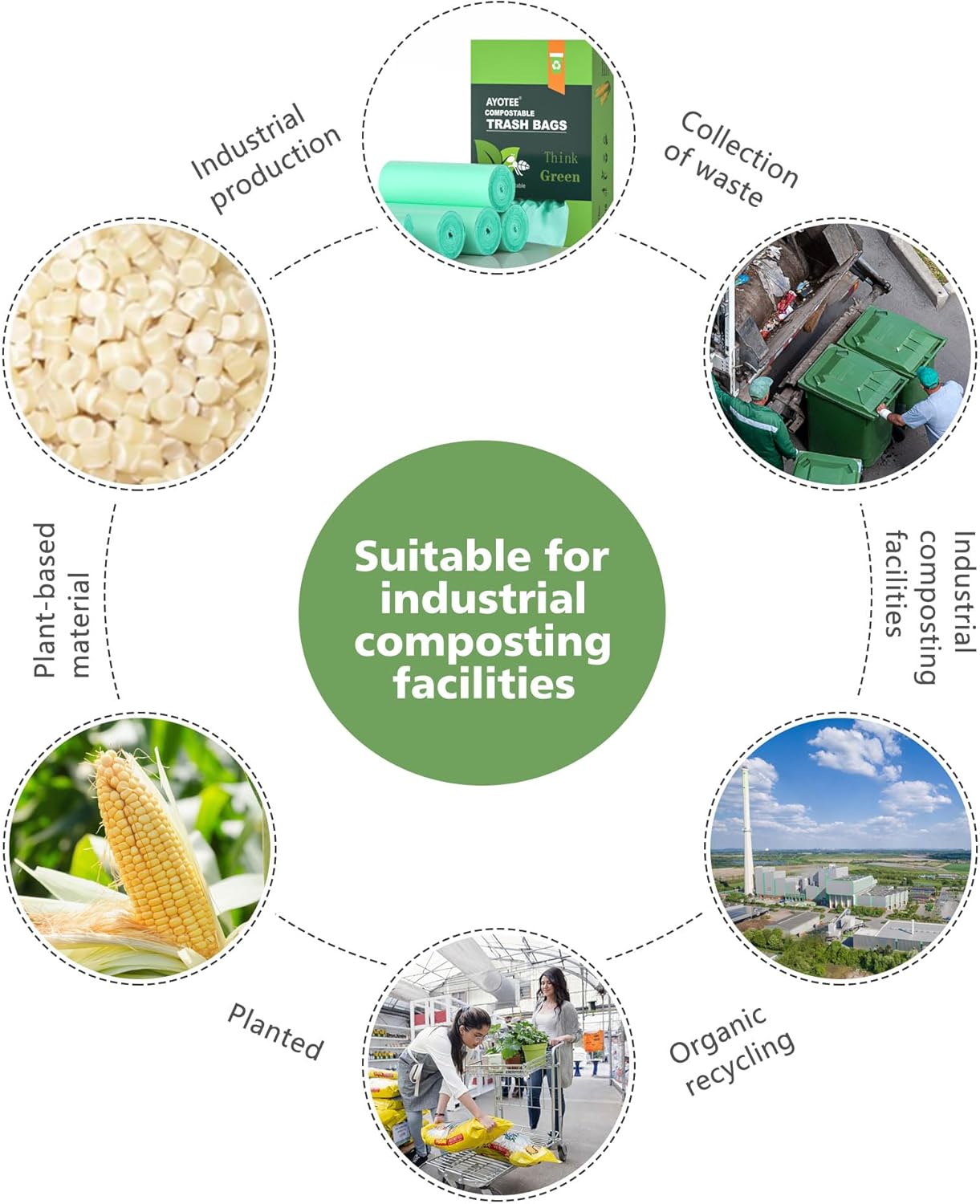 Compost Bags 3 Gallon 125 Packs,AYOTEE Compostable Trash Bags 3 Gallon, Small Biodegradable Trash Bags