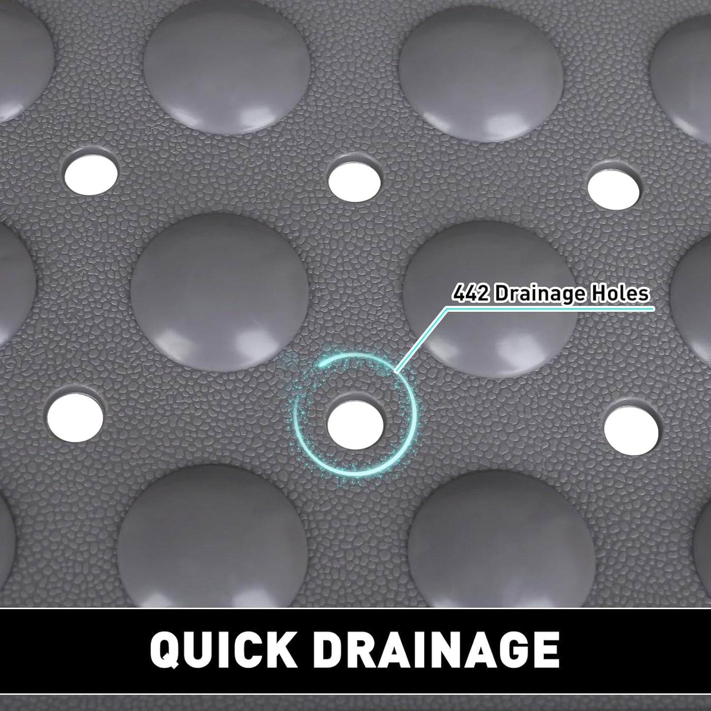 Shower Mat Non Slip: 47.2 x 31.5 Inch Extra Large TPE Shower Mats for Inside Shower - Anti Slip Shower Stall Matt with Drain Hole and Suction Cups for Elderly