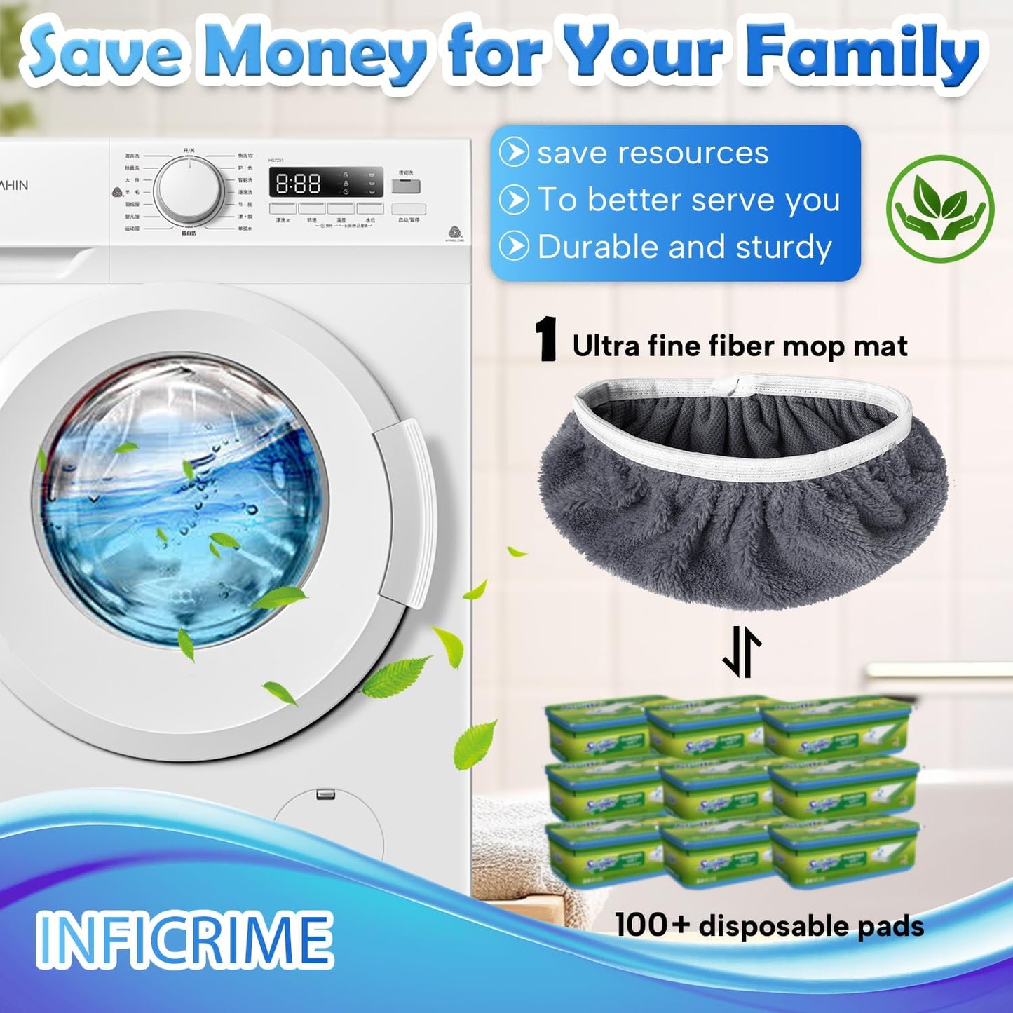 6 Pack Reusable Microfiber Mop Pads Compatible with Swiffer Sweeper Mop, Dry Sweeping Cloths & Wet Mopping Cloths, Washable Mop Pads for Surface/Hardwood Floor Cleaning (Mop is Not Included)