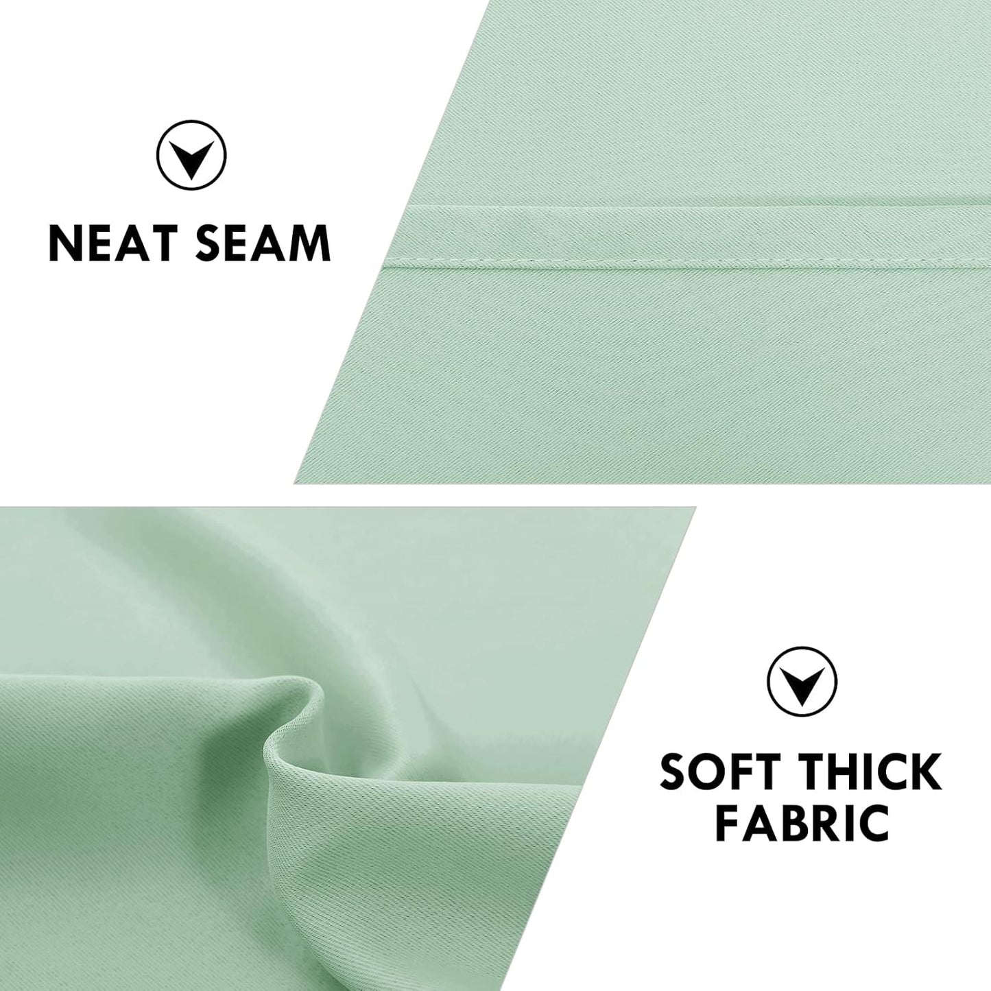 DWCN Thermal Short Blackout Curtains for Bedroom/Kitchen, Energy Saving Room Darkening Curtains for Nursery/Bedroom/Kitchen(W42 x L36 inch，Light Green, Set of 2 Panels, Top of Rod Pocket)