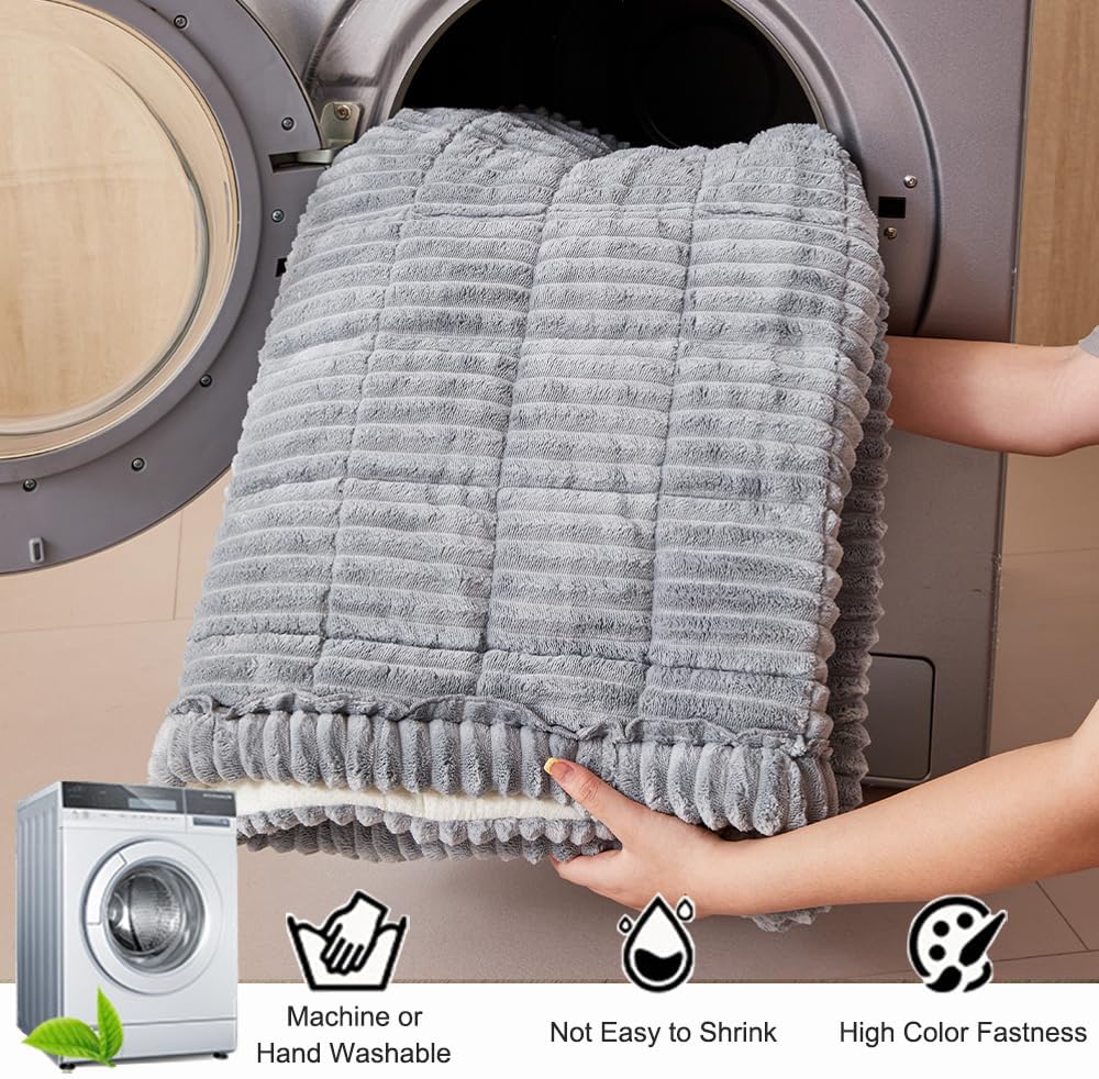 Couch Cover for Dogs Washable, Fuzzy Pet Couch Covers for 3 Cushion Sofa Pet Friendly, Non Slip Sofa Cover (Light Gray, 27.6" x 59"/70 x 150cm)