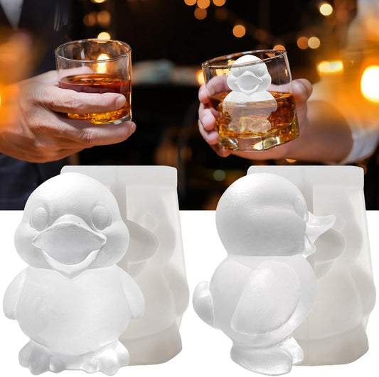 3D Duck Ice Cube Silicone Molds Tray for Whiskey, Cocktail, Drink Decor, Bar; Rich Details. Cute Ducks Gifts for Women Kids Girls Boys, Fun Animal Shape Soap Epoxy Resign Mold; 2 Pack