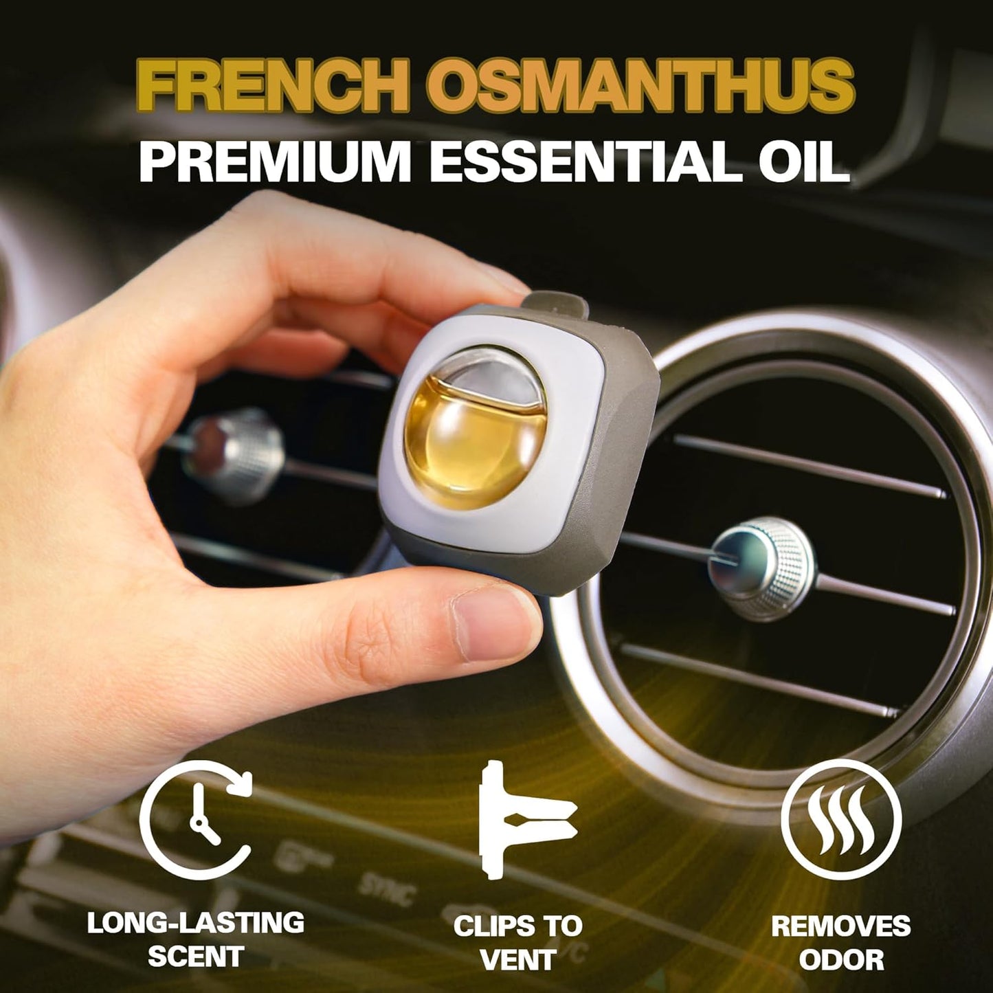 Air Jungles French Osmanthus Scent Car Air Freshener Clip, 6 Vent Clips, 4ml Each, Long Lasting Air Freshener, Up to 180 Days Car Refresher Odor Eliminator