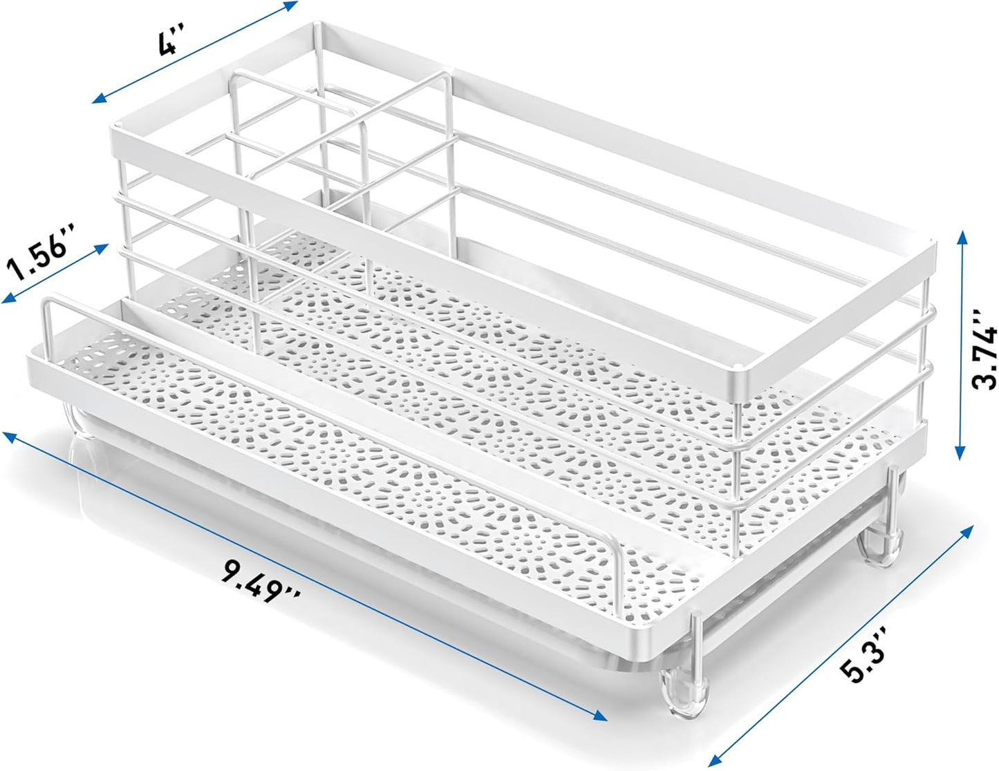 Cisily Sponge Holder for Kitchen, Sink Caddy Organizer, Kitchen Sink Accessories with Drip Tray, Rustproof and Non-Slip Kitchen Sink Sponge Holder, Kitchen Essentials for New Home（White）
