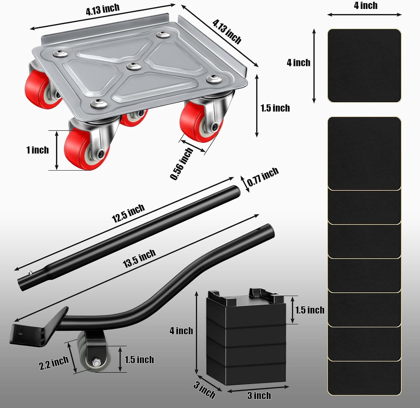 Furniture Dolly Furniture Sliders Furniture Movers with 5 Wheels Appliance Rollers Furniture Moving Wheels Furniture Movers Lifter Rollers for Heavy Duty Tool Furniture 1200lbs Load Capacity