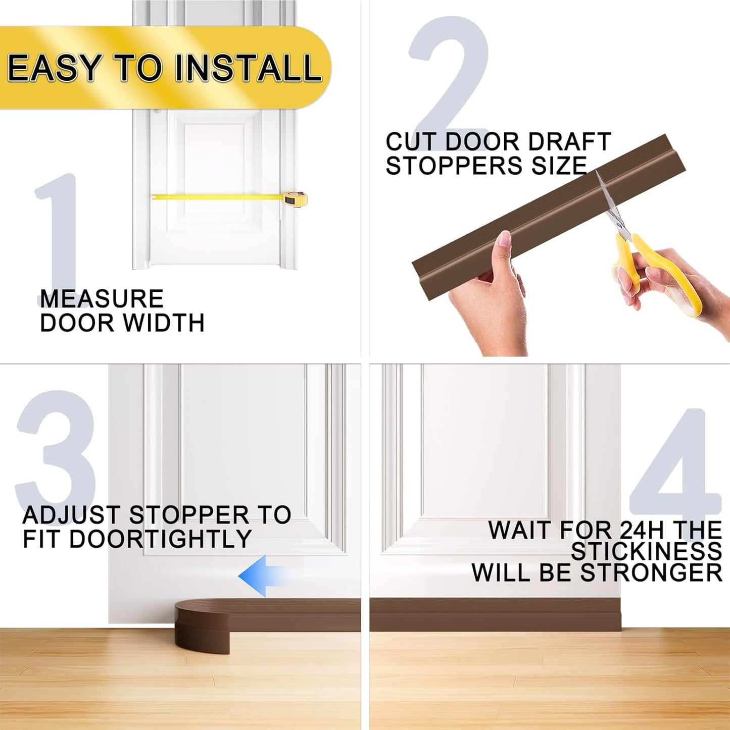 Door Draft Stopper,Door Sweep for Bottom of Doors,Weather Stripping Seal Draft Guard Blocker Noise Cold Air Insulation Soundproofing for Exterior Interior Home Improvement(Brown, 39")