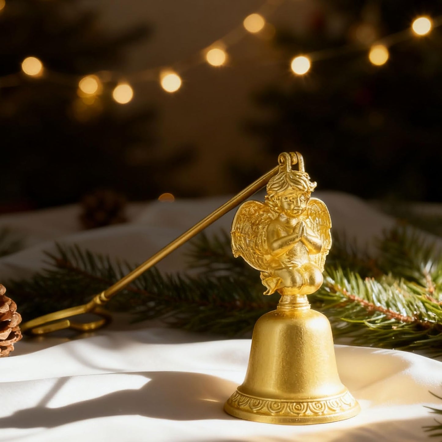 Golden Angel Candle Snuffer, Metal Candle Extinguisher with Praying Angel Design, Ideal for Home Daily Use & Gift (8cm x 19cm)