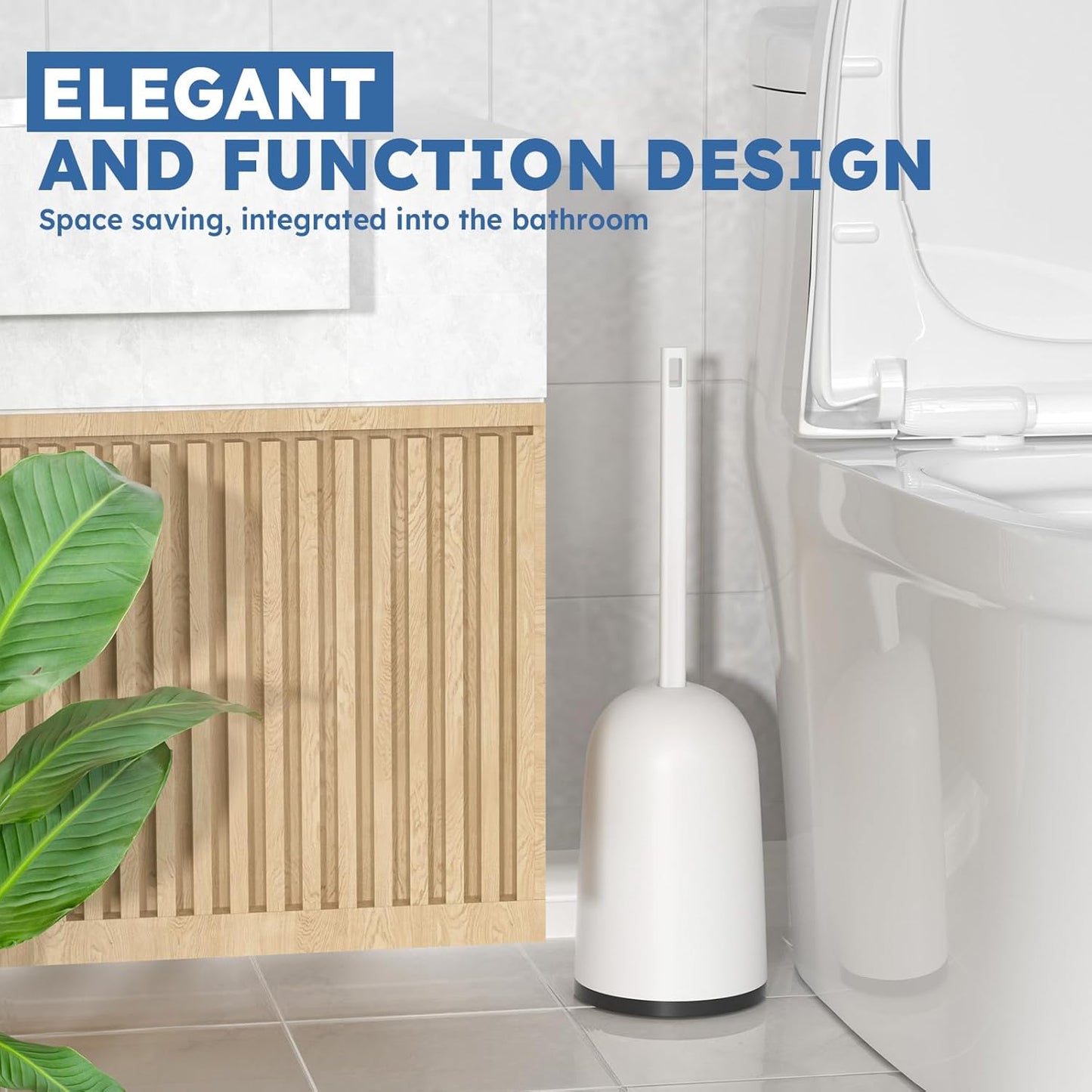 Toilet Brush, 2 Pack Toilet Brush and Holder Set with Durable Curved BristlesToilet Scrubber, Toilet Bowl Brush with Extra Long Handle,Toilet Cleaner with Caddy for Bathroom Deep Cleaning (2, White)