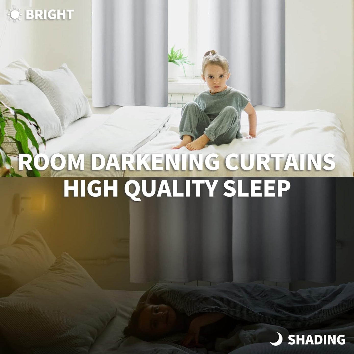 BGment Short Room Darkening Curtains 36 Inches Length for Bathroom - Rod Pocket Thermal Insulated 42 Inch Width Window Drapes for Kitchen Cafe Bedroom, Greyish White, 2 Panels, 42 x 36 Inch