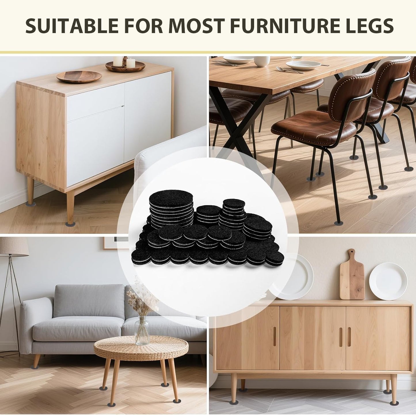 Ezprotekt 330 Pcs Felt Furniture Pads for Hardwoods Floors, Self Adhesive Cuttable Chair Felt Pads, Anti-Scratch Furniture Feet Floor Protectors Pads for Desk Sofa Bed Table Cabinet (Black)