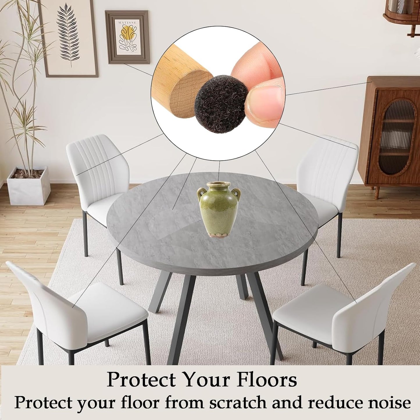 Fursafe&Q Felt Furniture Pads, Furniture Felt Pads for Hardwood Floors -Self Adhesive Chair Leg Floor Protectors, Protect Your Floors from Nicks, Bumps and Scratch, 86 Pcs Round Cabinet Door Bumper