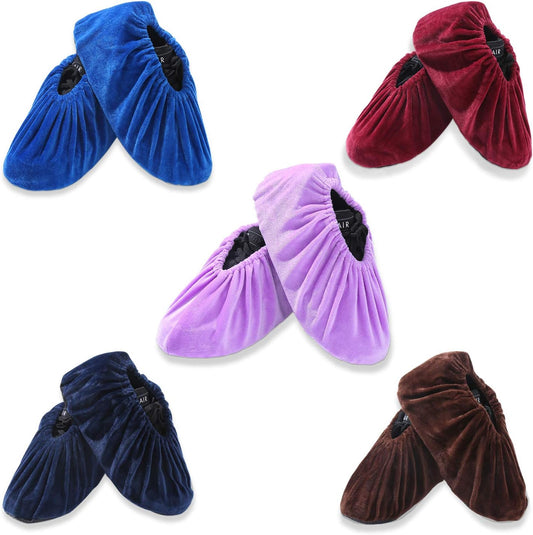 5 Pairs Reusable Non Slip Shoe Covers, Premium Soft Washable Thickened Boot Shoe Covers for Household, Office, Laboratory
