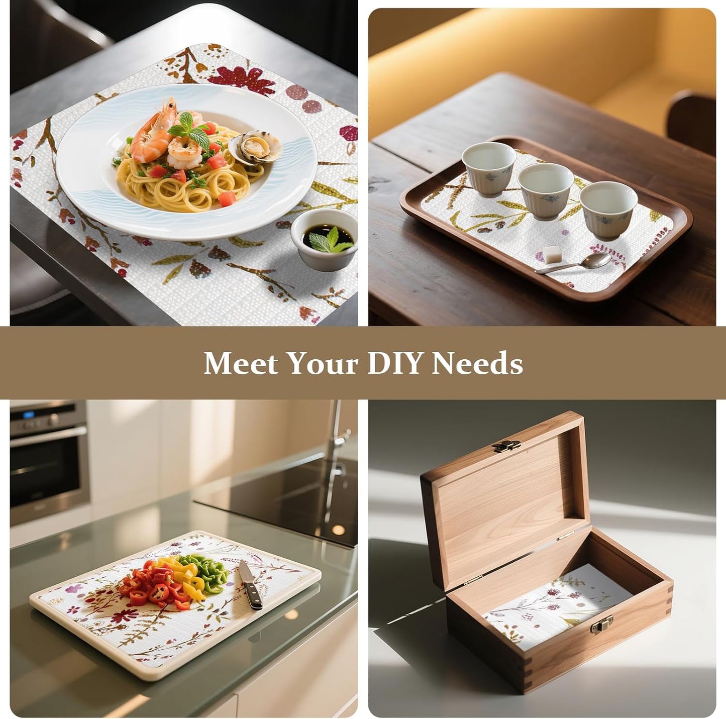 FINNEZ Shelf and Drawer Liner 17in x 10FT with Cutting Tool, Non Slip Non Adhesive Drawer Liners for Kitchen Cabinets, Waterproof Floral Cabinet Liner for Shelves, Refrigerator