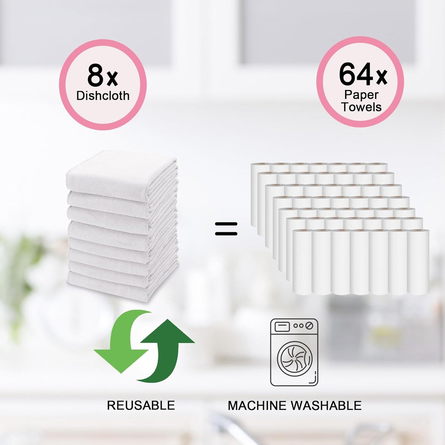 kimteny 13x28 Inches Kitchen Cloth Dish Towels, 400 GSM Premium Dishcloths, Super Absorbent Coral Velvet Microfiber Cleaning Cloths, Fast Drying Rags for Washing Dishes (8 Pack, White)