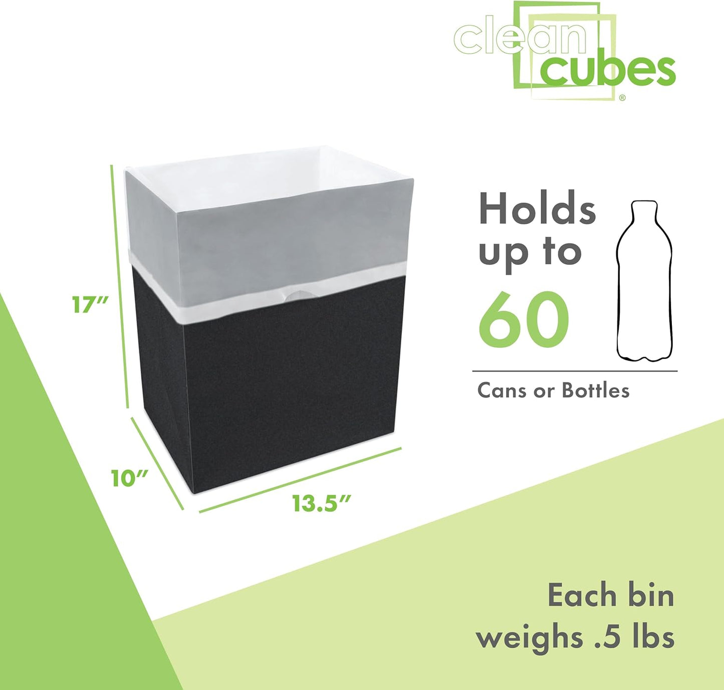 13 Gallon Disposable Trash Cans (6-Pack) with Fitted Trash Bags - Reusable Garbage and Recycling Bins for Parties, Events, and More (Black- 17" Height x 13.5" Width x 10" Depth)