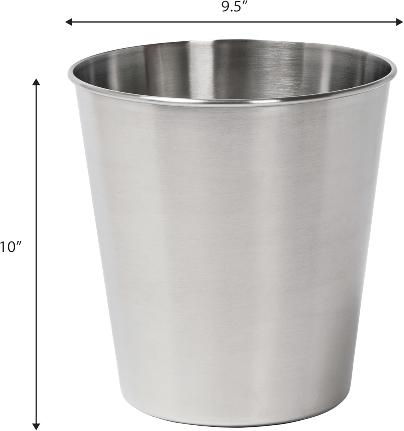 happimess HPM1113C Nolan Modern Classic Smooth Steel 2-Gallon Wastebasket for Home, Bathroom, Living Room, Office, Bedroom, Kitchen, Brushed Steel