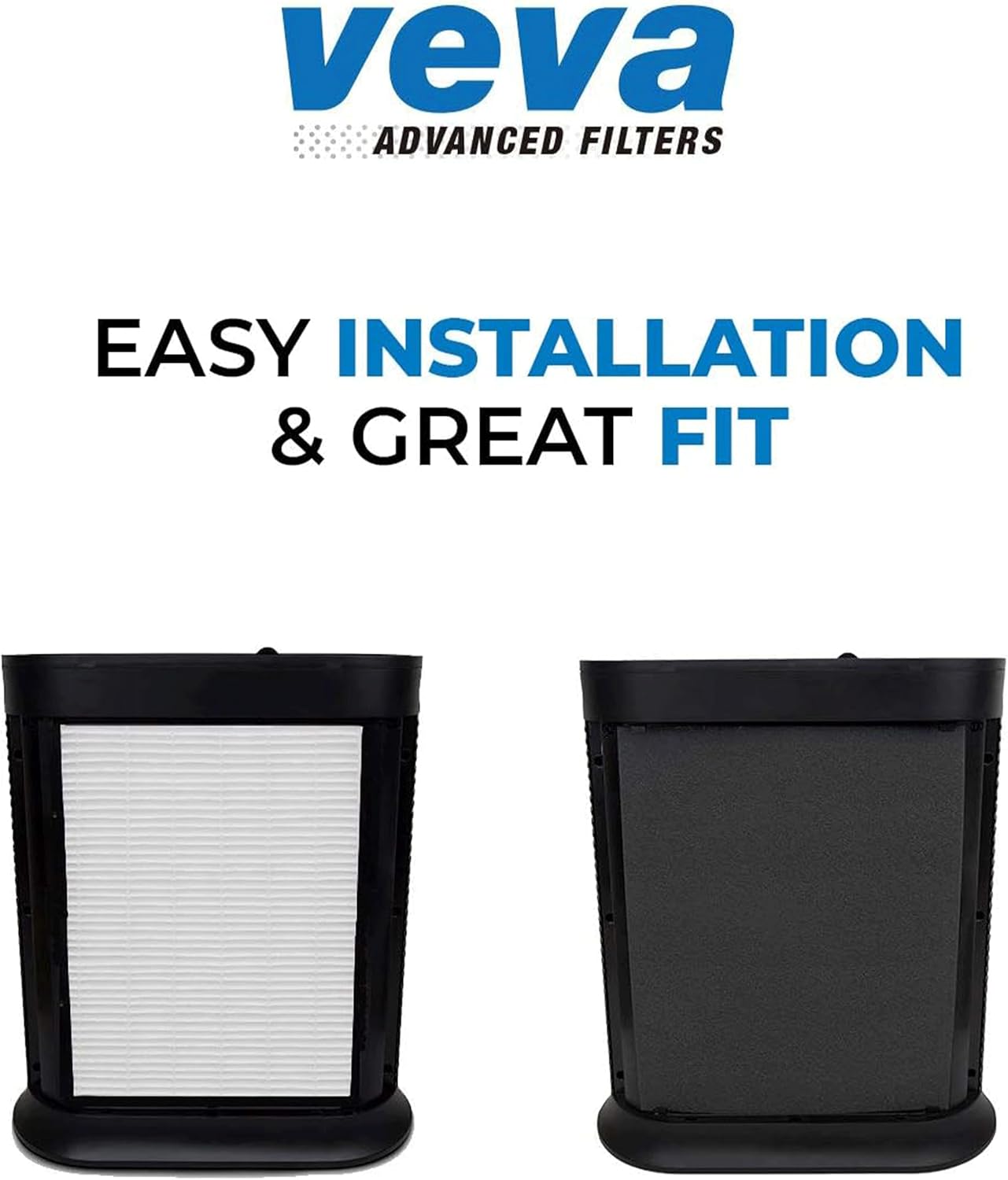 HPA100 Replacement Filters for Honeywell Air Purifier - 2 HEPA Filters w/ 8 Carbon Pre-Filters, Compatible with HPA100, 104, 094, HRF-ARVP100 Series Filter R