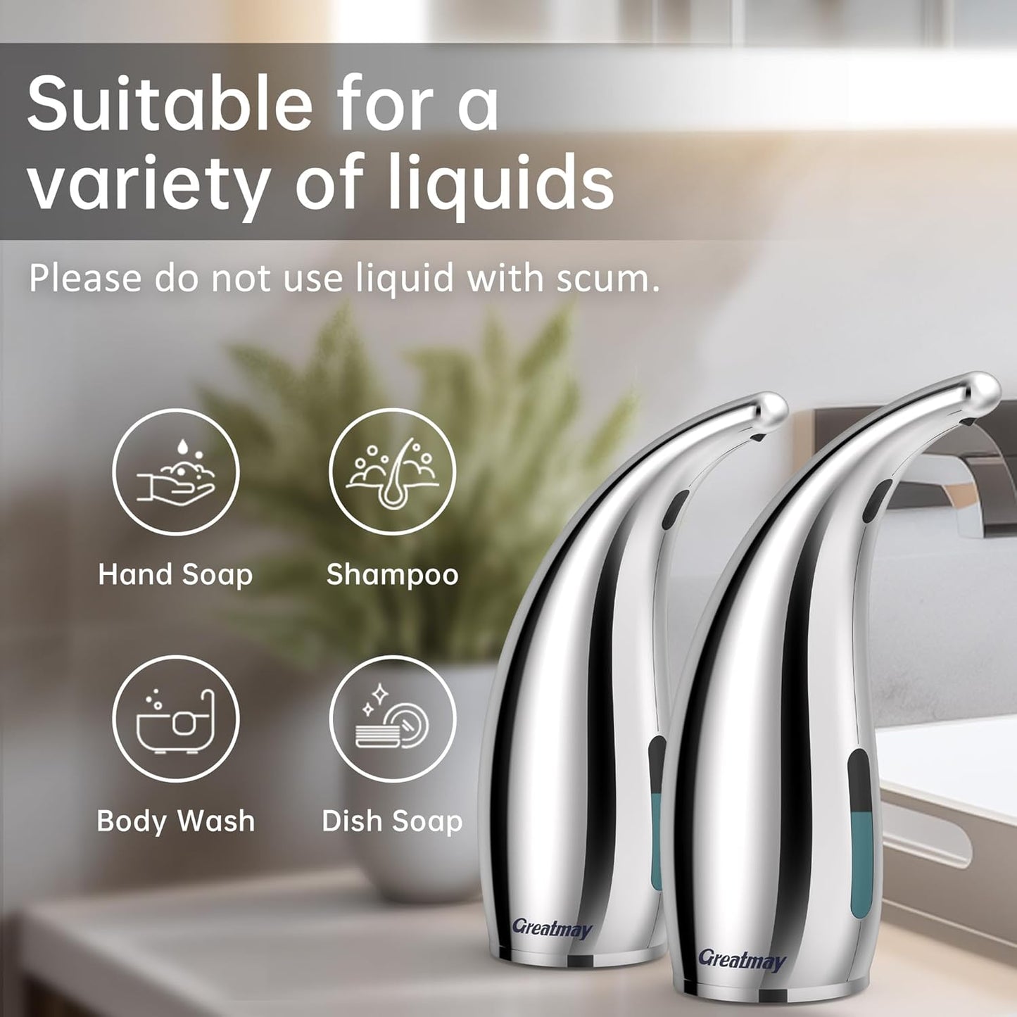 Adjustable Automatic Soap Dispenser Touchless, 4 Adjustable Levels Touchless Sensor Liquid Soap Pump Dispenser，300ml Rechargeable Magnetic Charging Hand Soap Dispenser for Kitchen，Bathroom