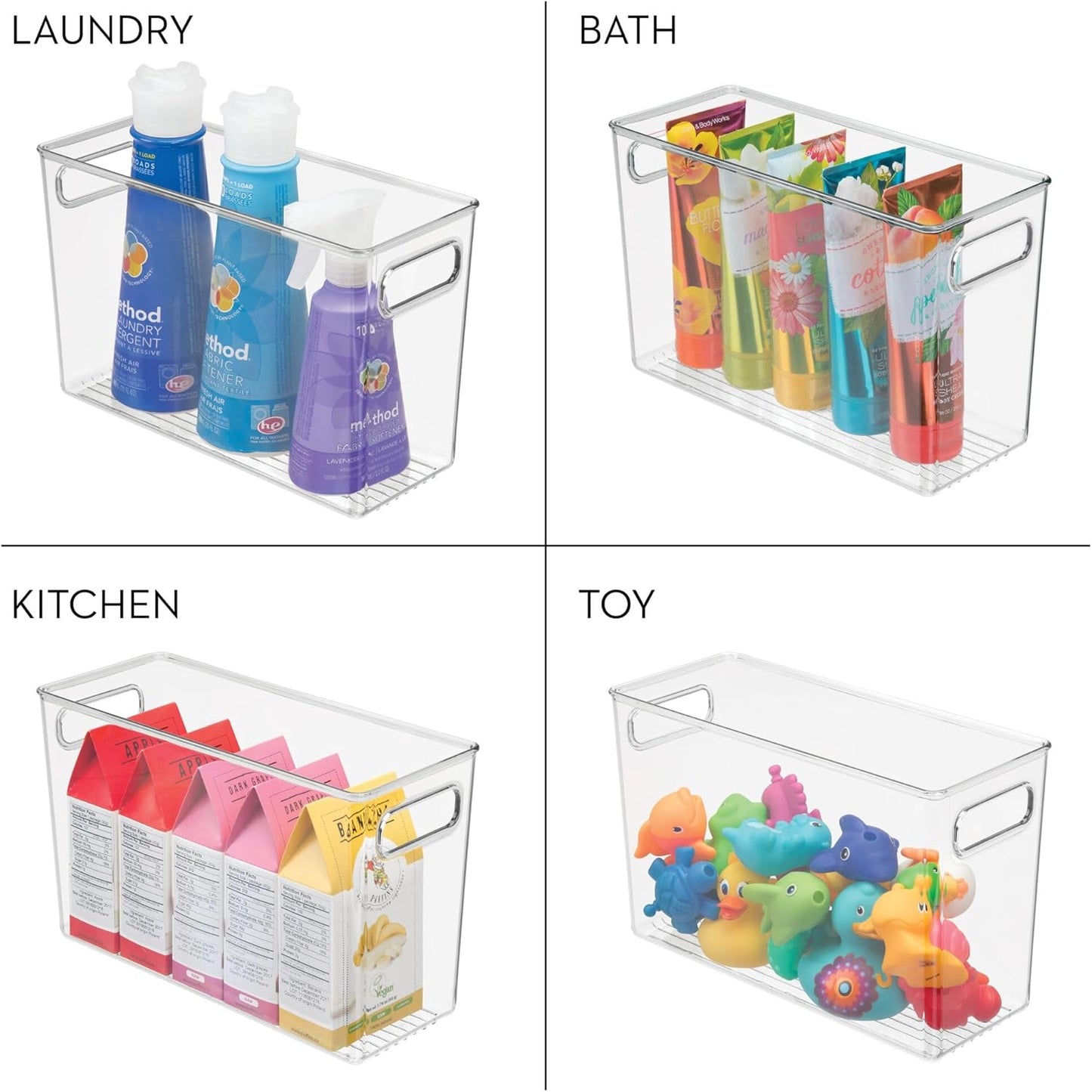 iDesign Tall Plastic Storage Bin with Handles for Fridge or Freezer - Set of 8 - Clear - Made in USA