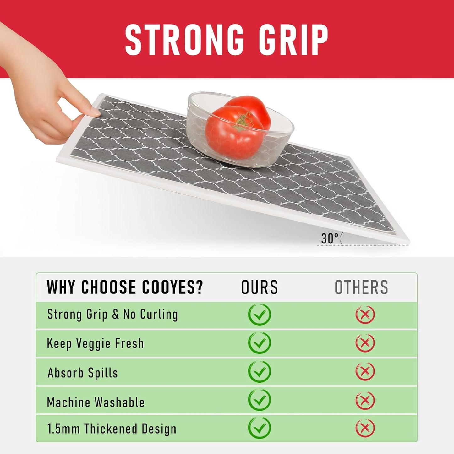 Cooyes 2 in 1 Refrigerator Liners & Fresh mats for Fridge Drawer and Glass Shelves, Absorbent Crisper Mats Washable, BPAfree Cloth Fridge Bin Liners-Keep Produce Fresh Longer