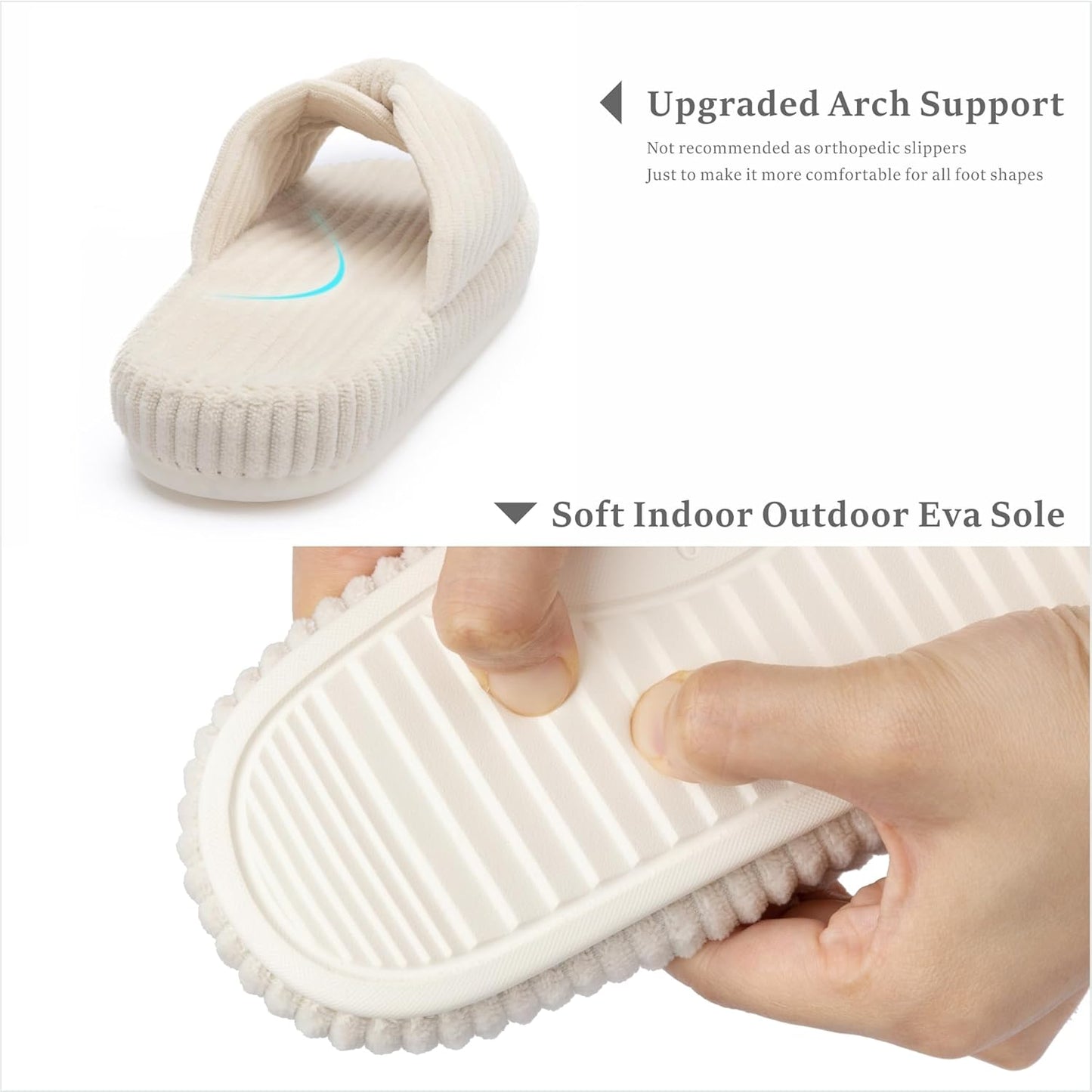 Chantomoo Slippers for Women Memory Foam House Bedroom Corduroy Bow Crossbands Slide Slipper Shoes Comfy Trendy Gift Slippers